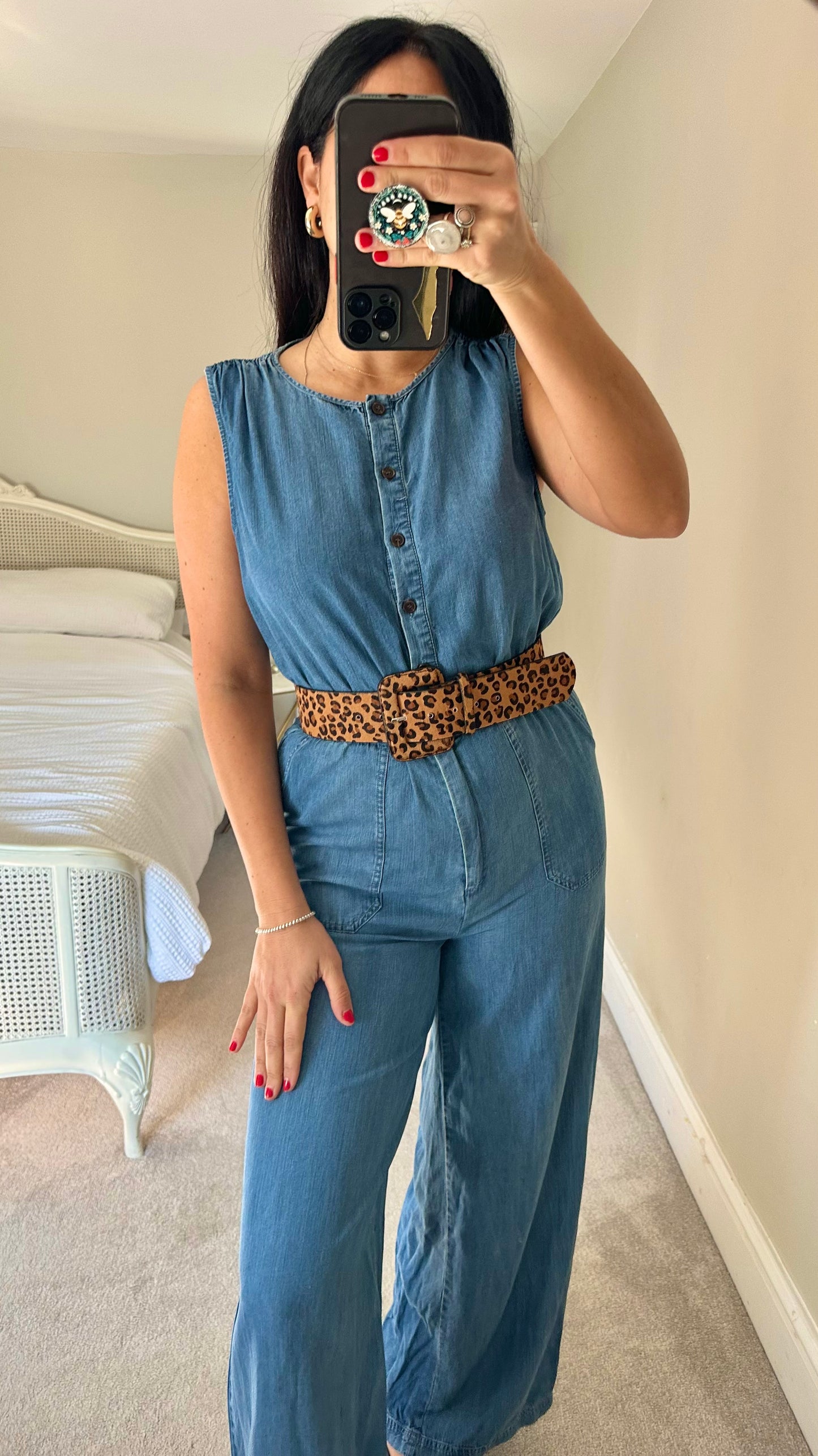 Oliver Bonas denim jeans jumpsuit boiler suit small UK 8 vgc