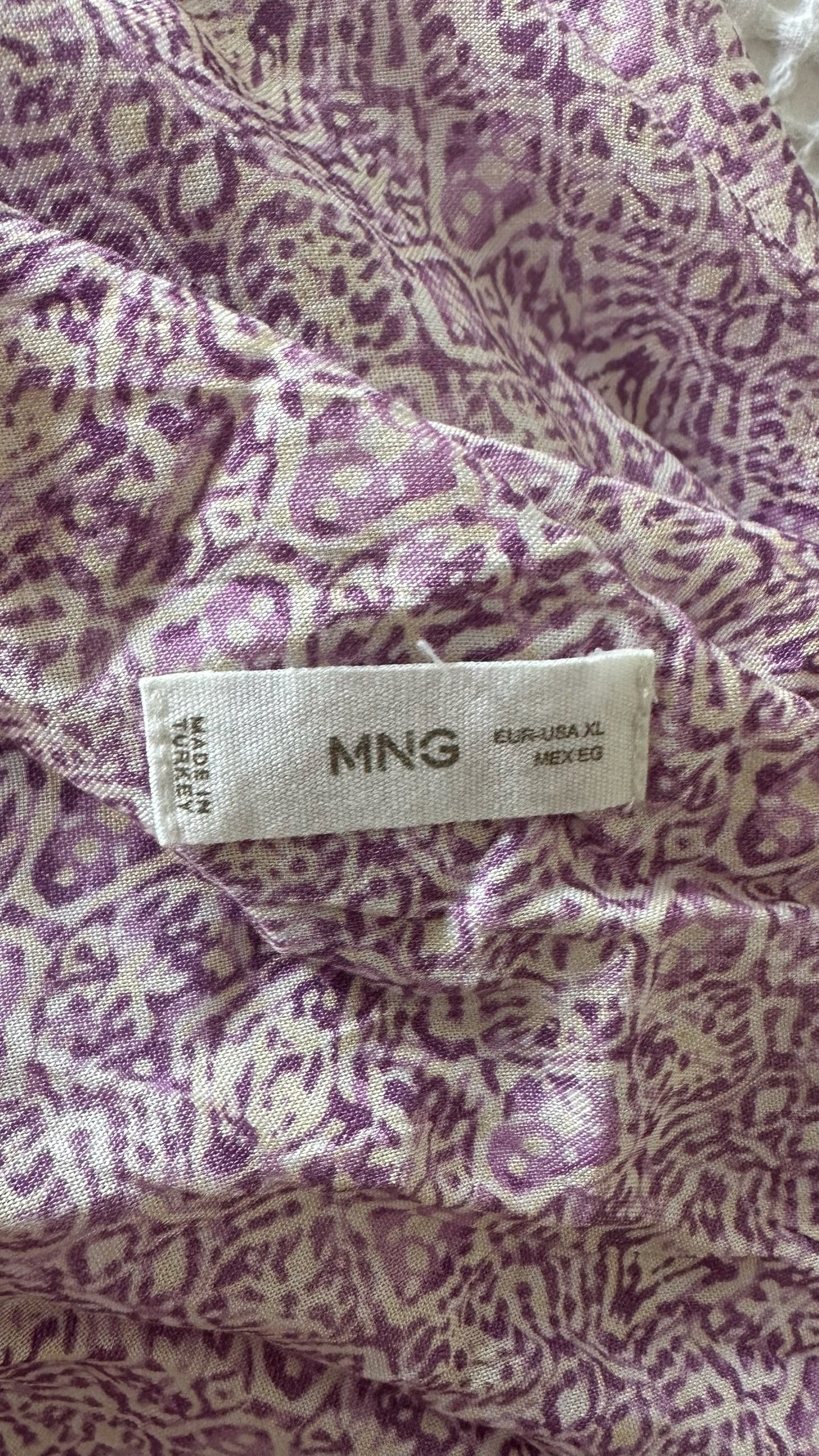 Mango one-shoulder lilac and cream holiday dress extra large UK 12-14 vgc