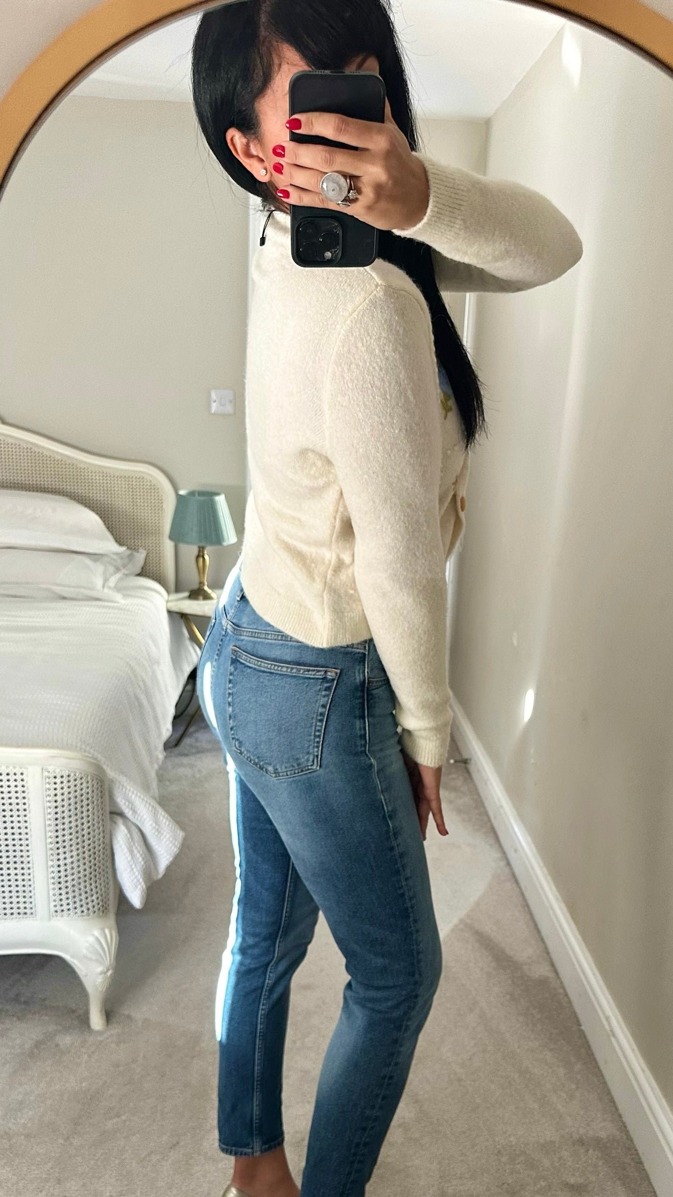 Mango cream vintage look knitted cardigan UK 10 vgc