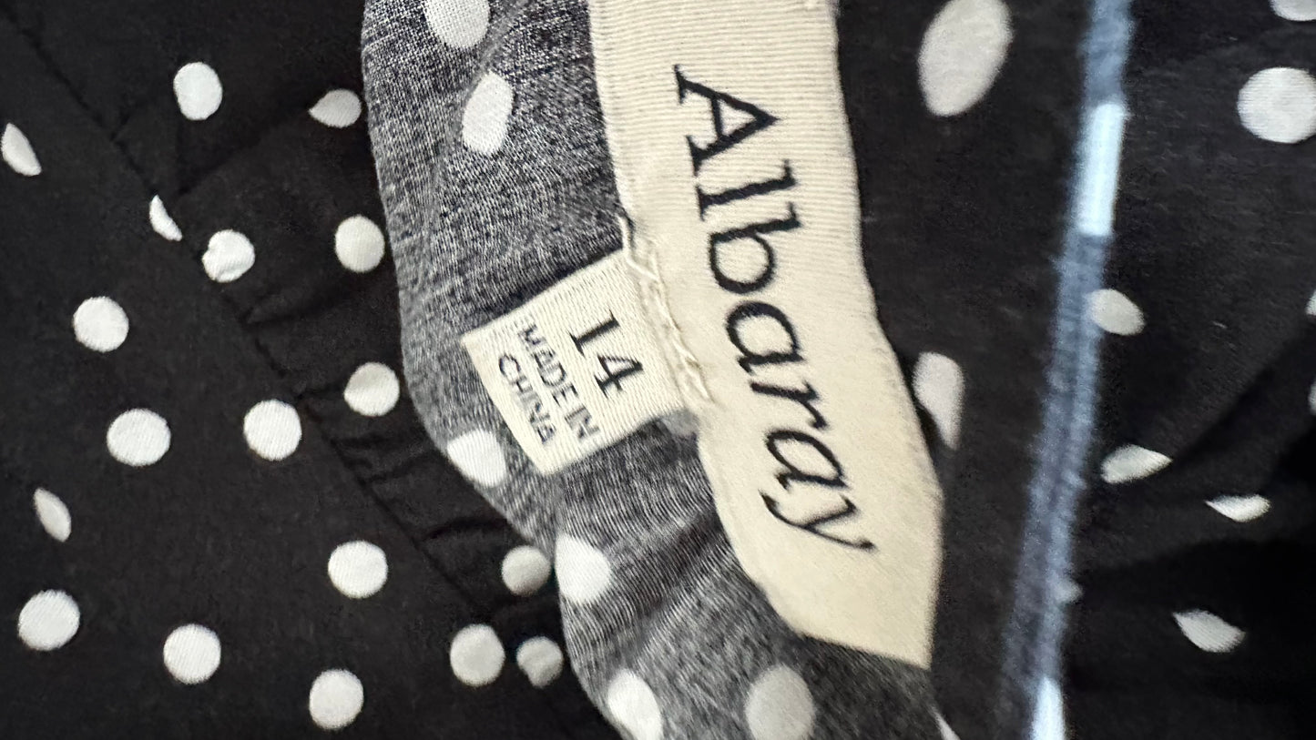 Albaray black white polka dot midi long dress UK 12 14 vgc extra large