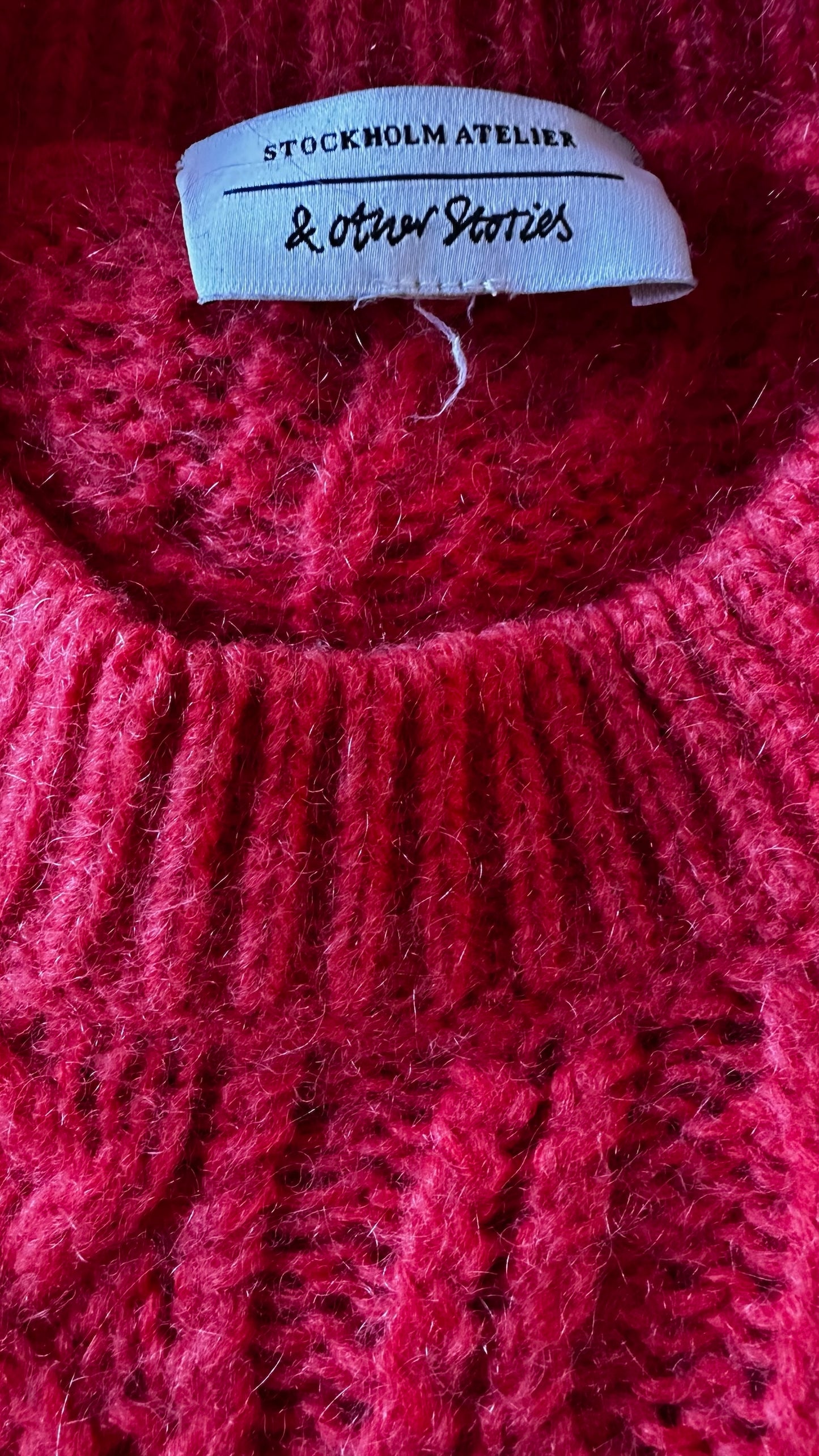 & Other stories coral pink knitted mohair blend jumper large L UK 12 excellent used condition