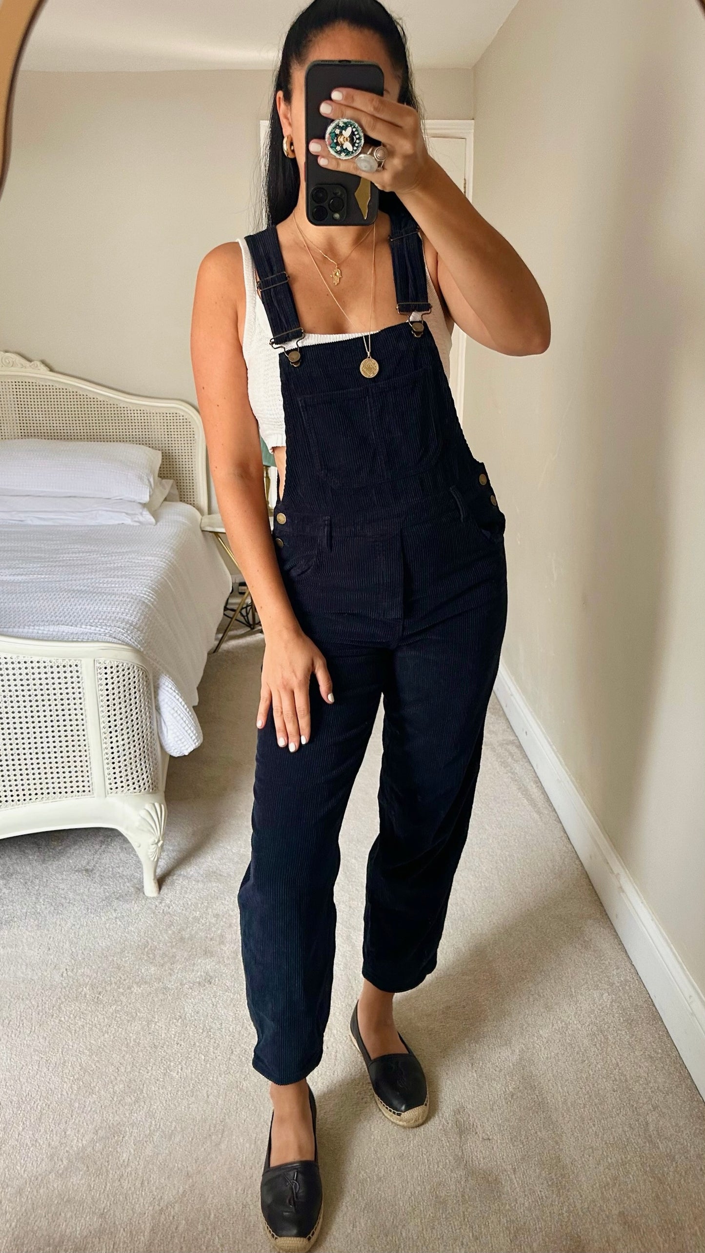 HUSH navy blue corduroy dungarees jumpsuit playsuit UK 8 vgc