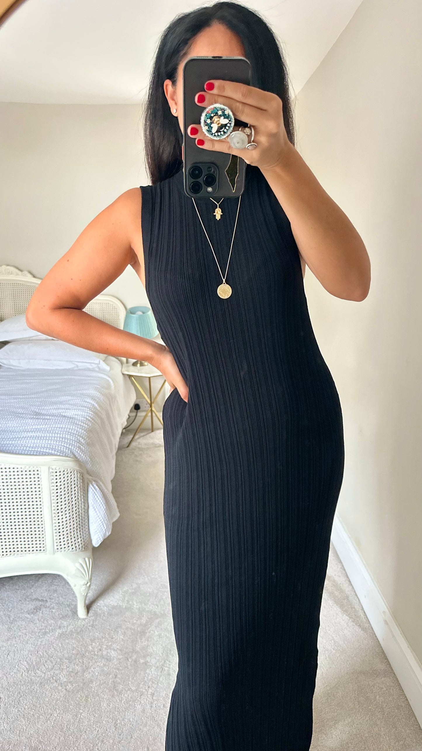 Nobody’s Child black ribbed knitted maxi long dress extra large UK 14 new bnwot w25