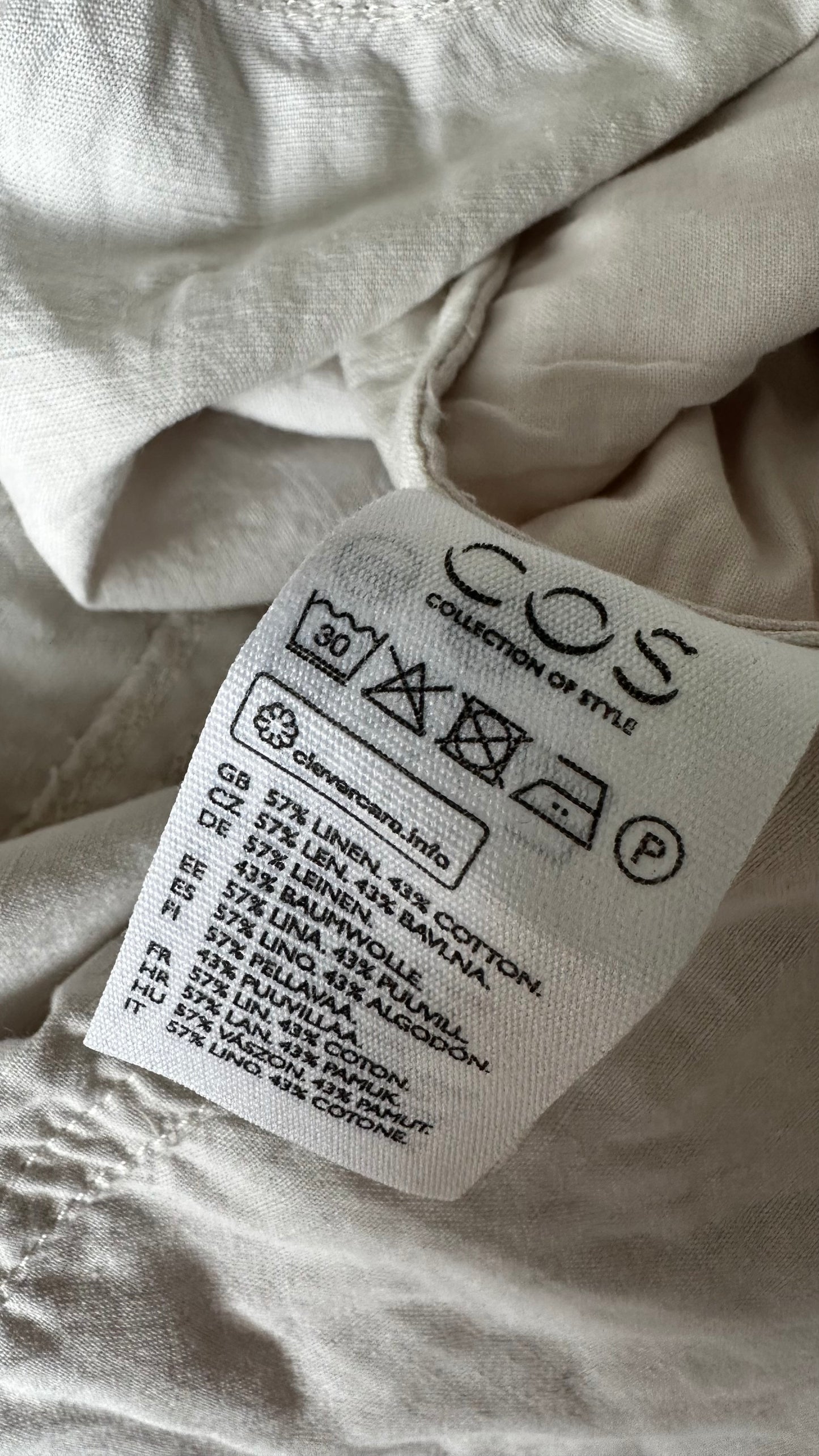 COS cream stone linen cotton blend jumpsuit playsuit trousersuit medium UK 12 vgc