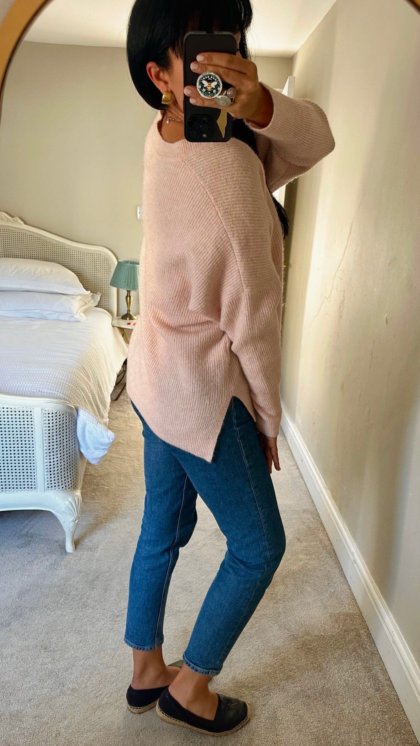 Mint velvet soft pink sparkle star print knitted alpaca blend jumper extra large XL UK 14-16 as new condition