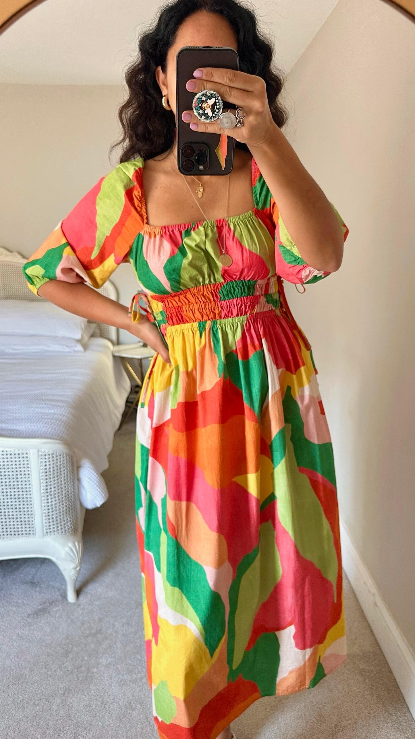 Nobody’s child multicolour abstract print midi dress wedding guest small medium SM UK 8-10 excellent condition