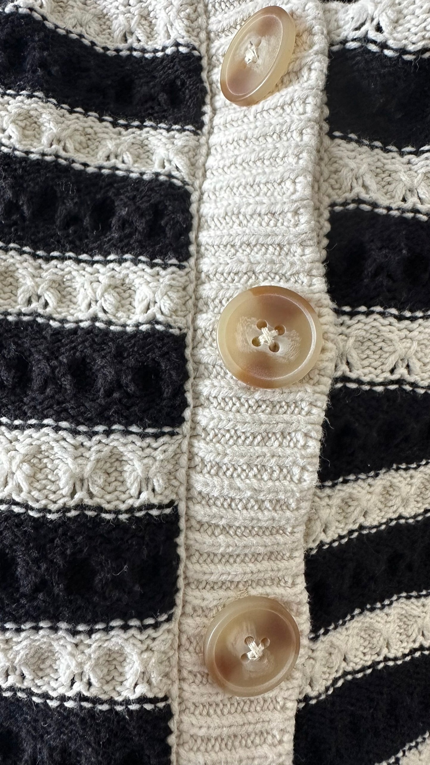 Y.A.S black cream stripe button up knitted cardigan midi dress extra small XS 6/8-10 vgc