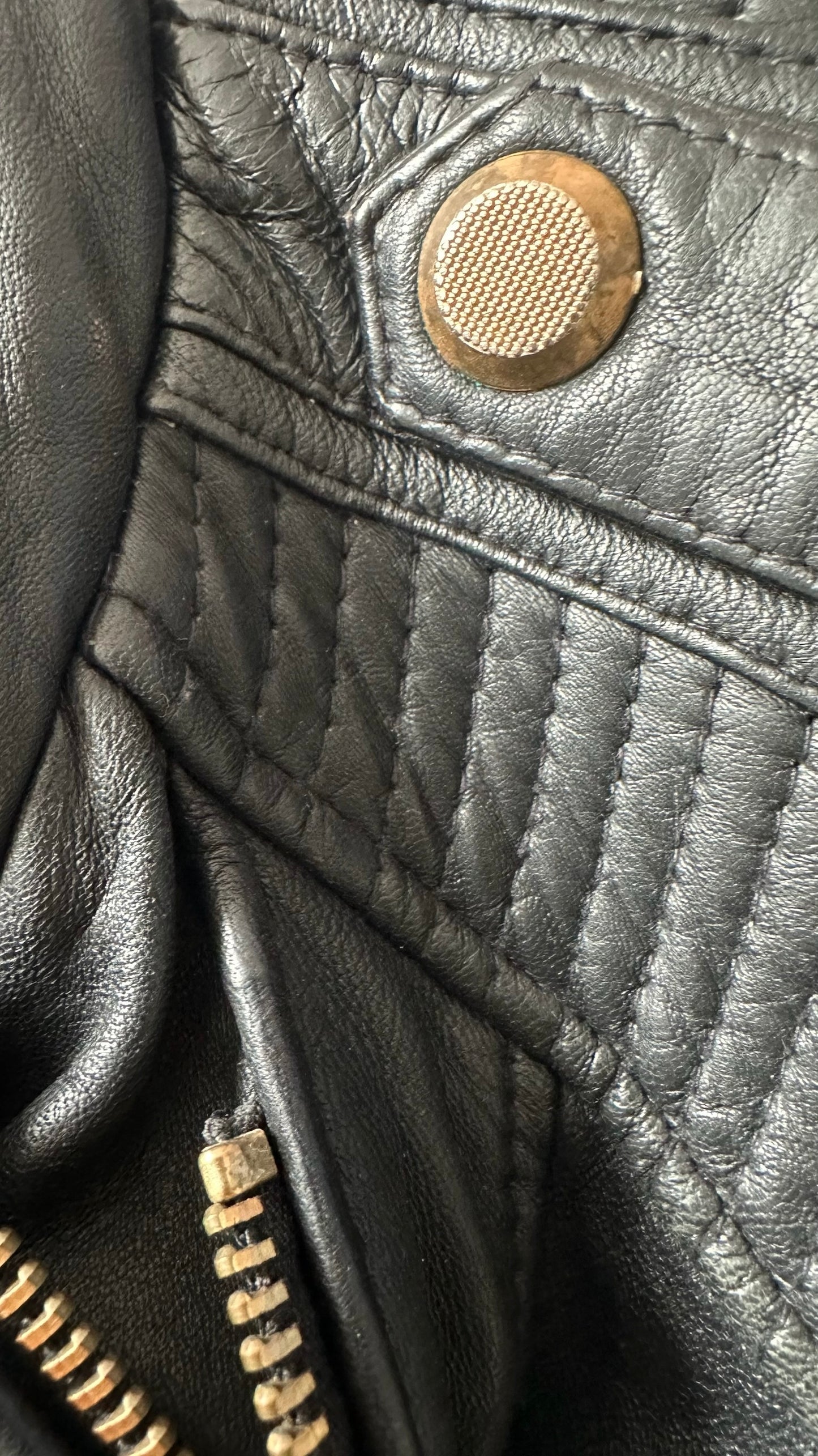 Zara black real leather zip up jacket small S UK 8 vgc