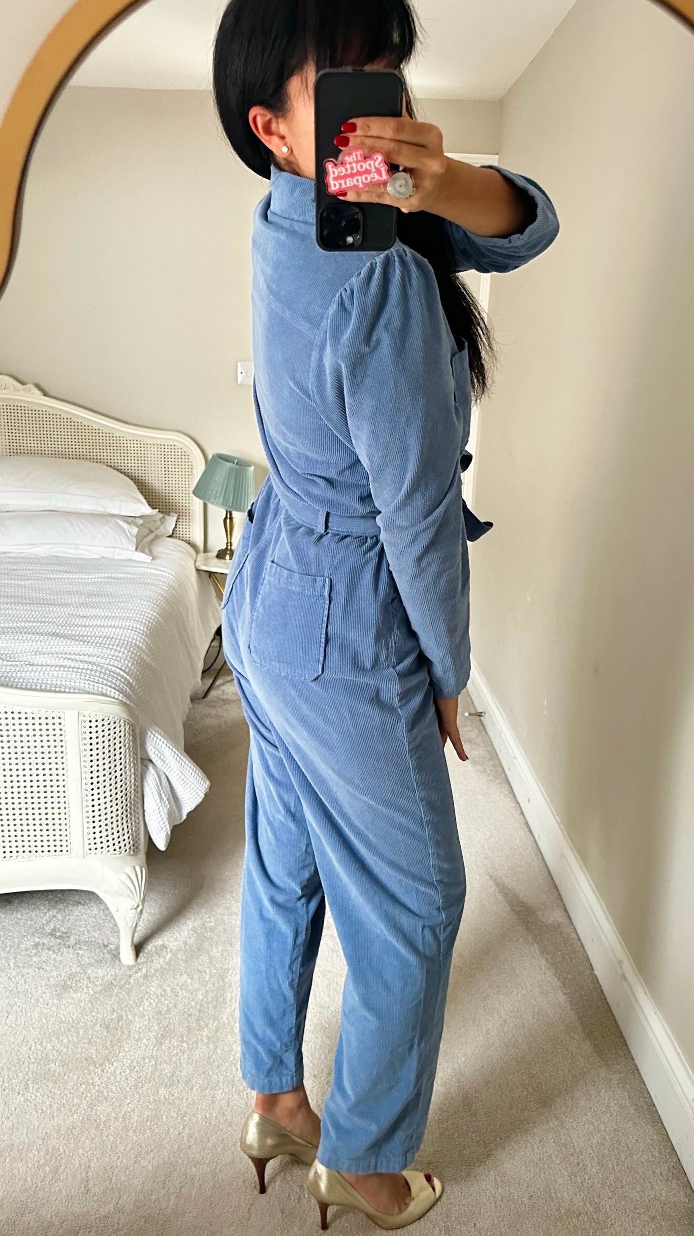 Oliver bonas light blue corduroy jumpsuit boiler suit medium UK 10-12 vgc
