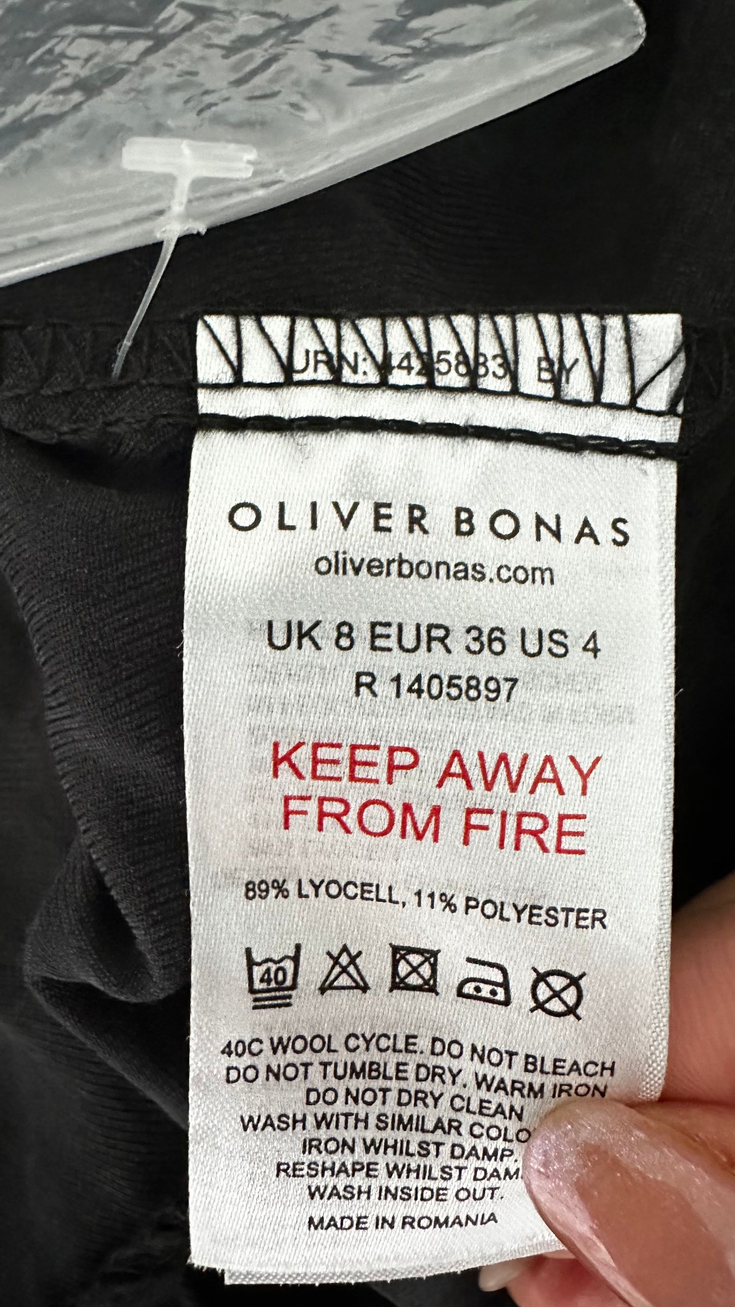 Oliver Bonas black button up tiered mini dress small UK 8 vgc