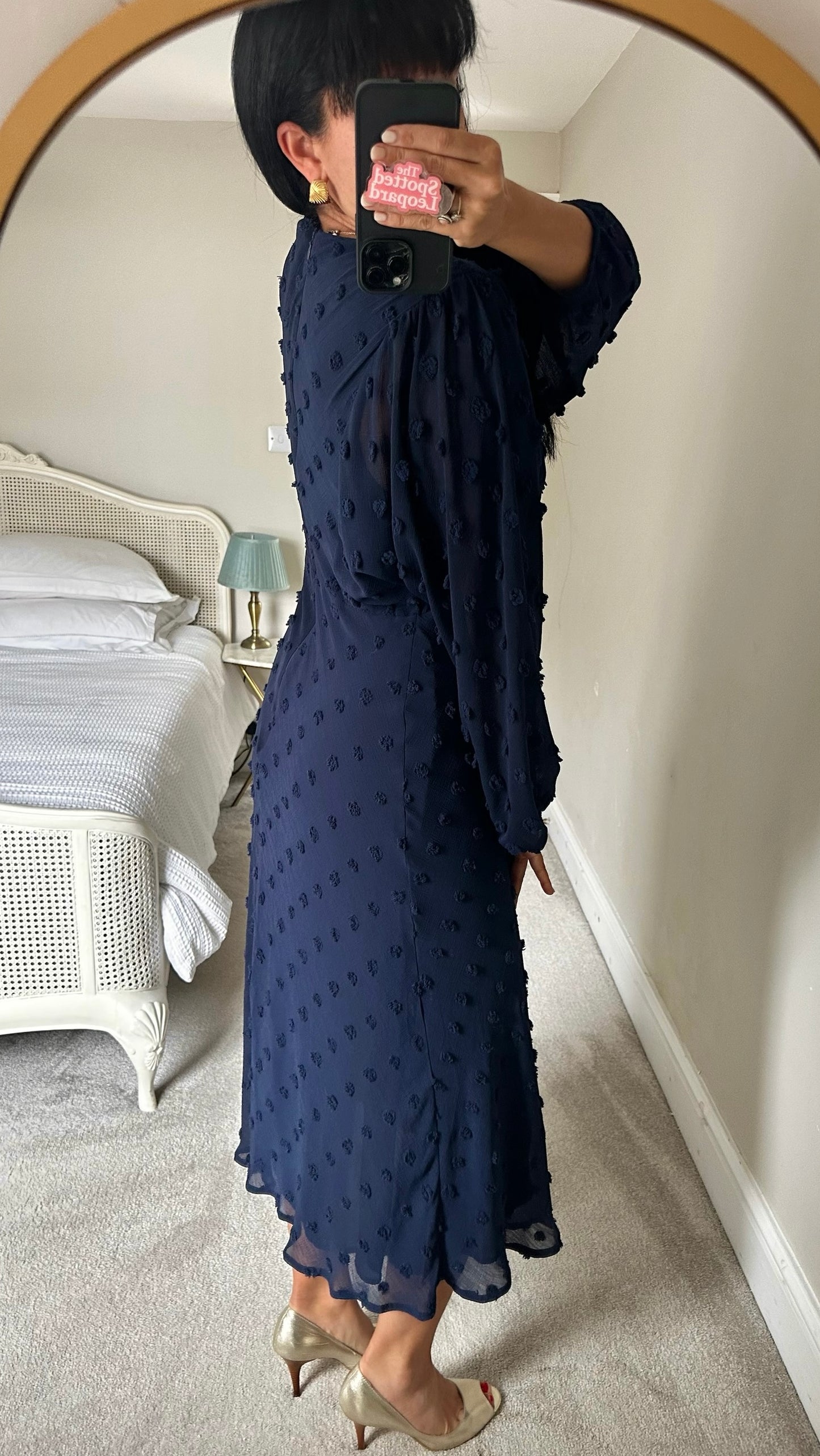 Eri + Ali @ Anthropologie navy blue midaxi evening event christening dress medium M UK 10 excellent used condition