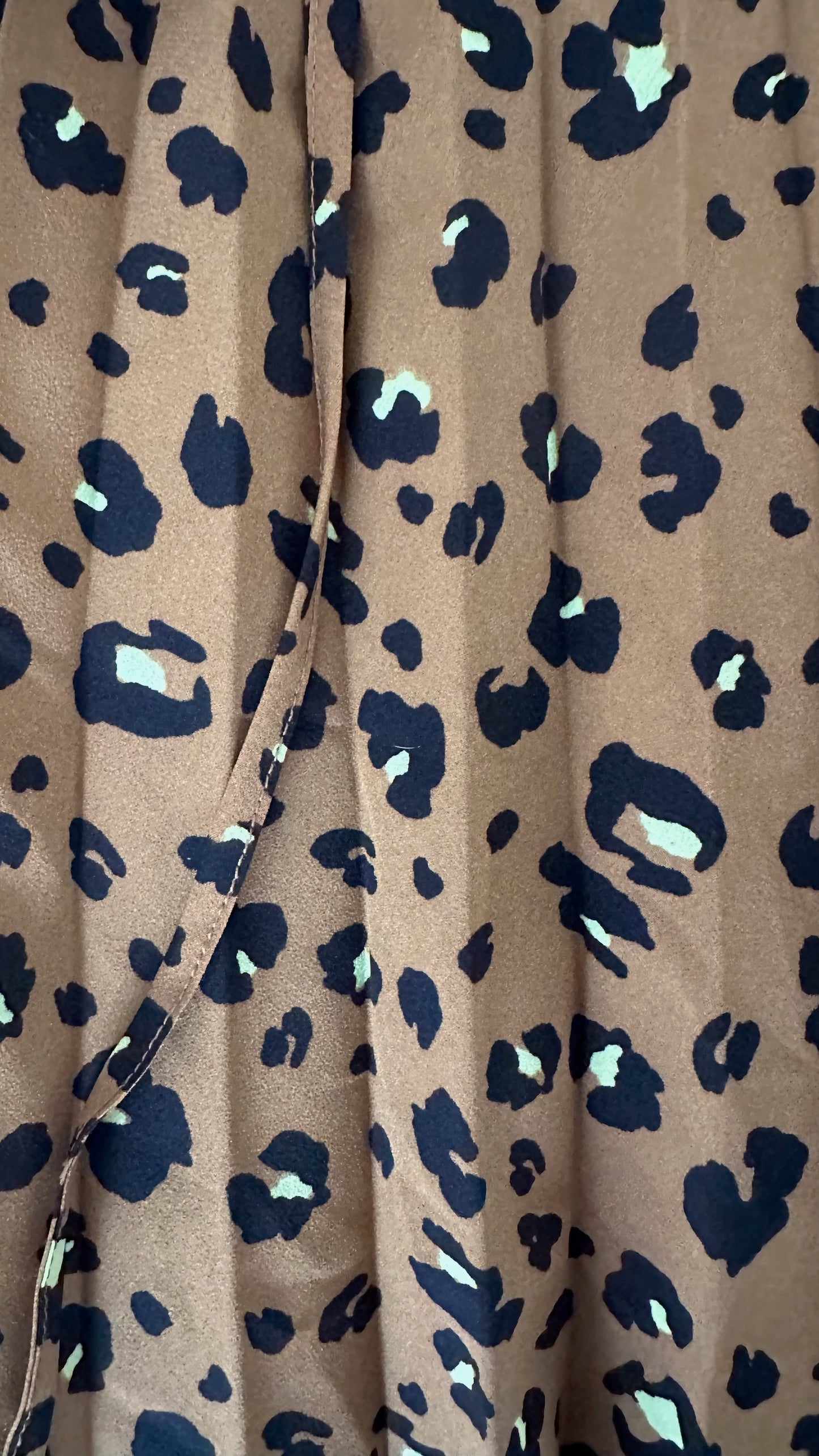 & other stories brown leopard pleated long event dress large UK 12 vgc w25