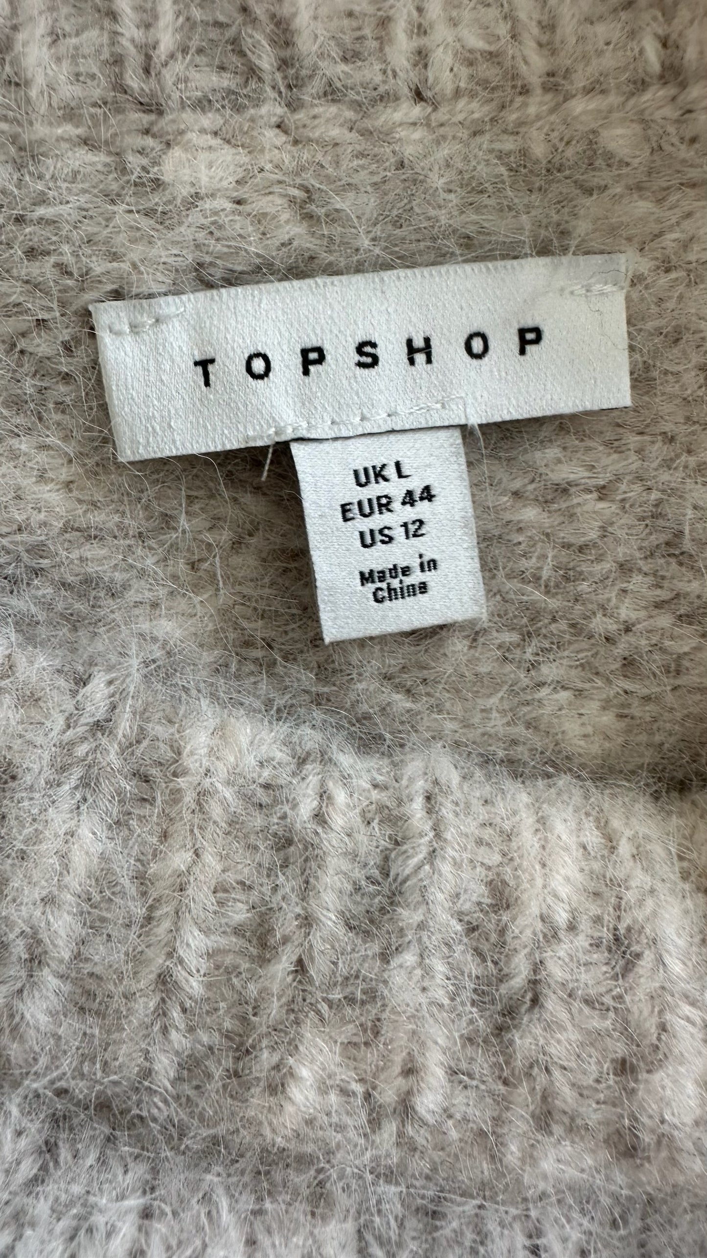 Topshop cream oatmeal jumper extra large UK 14 oversized vgc w25