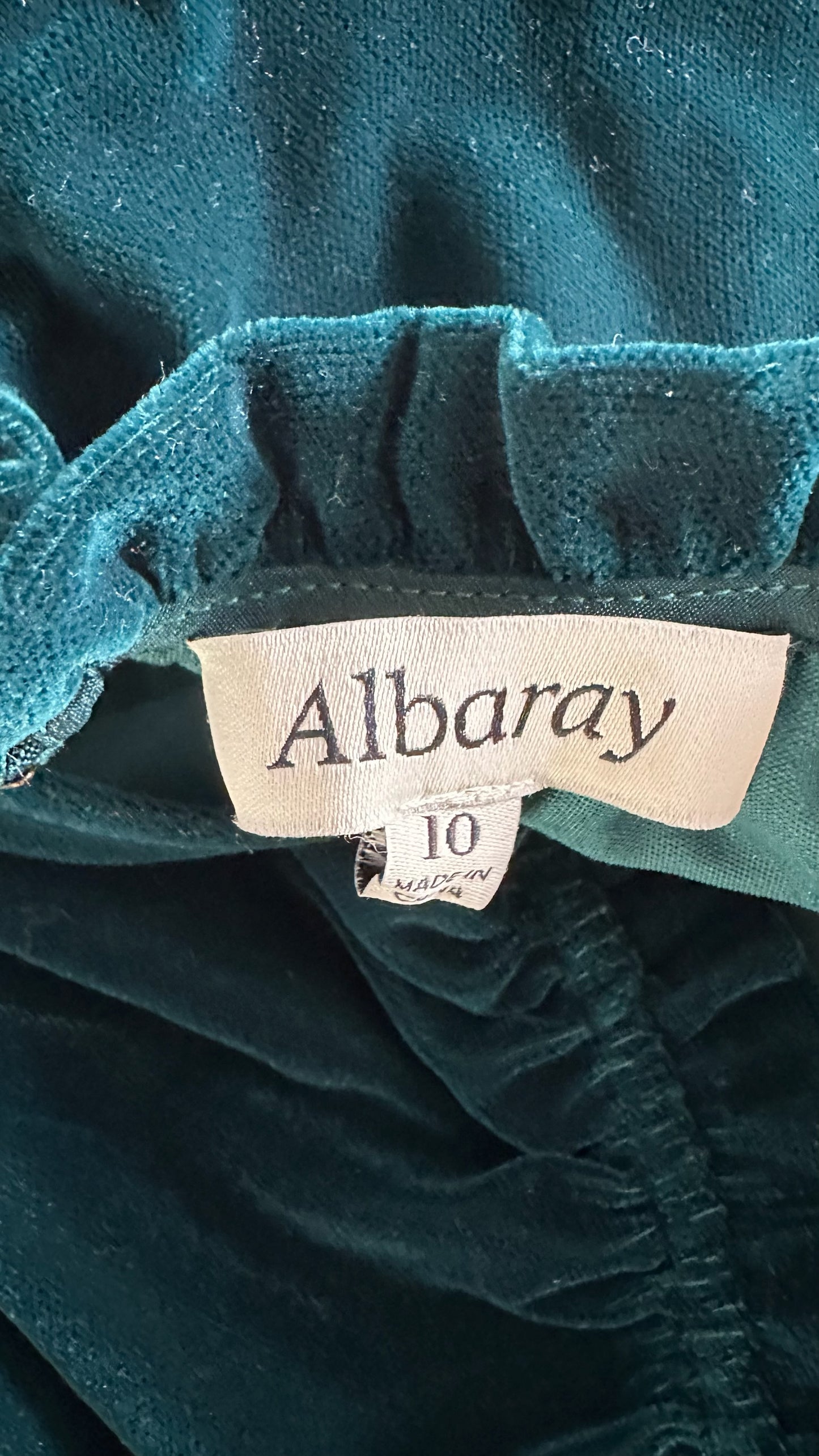 Albaray emerald green velvet jumpsuit medium UK 10 vgc w25
