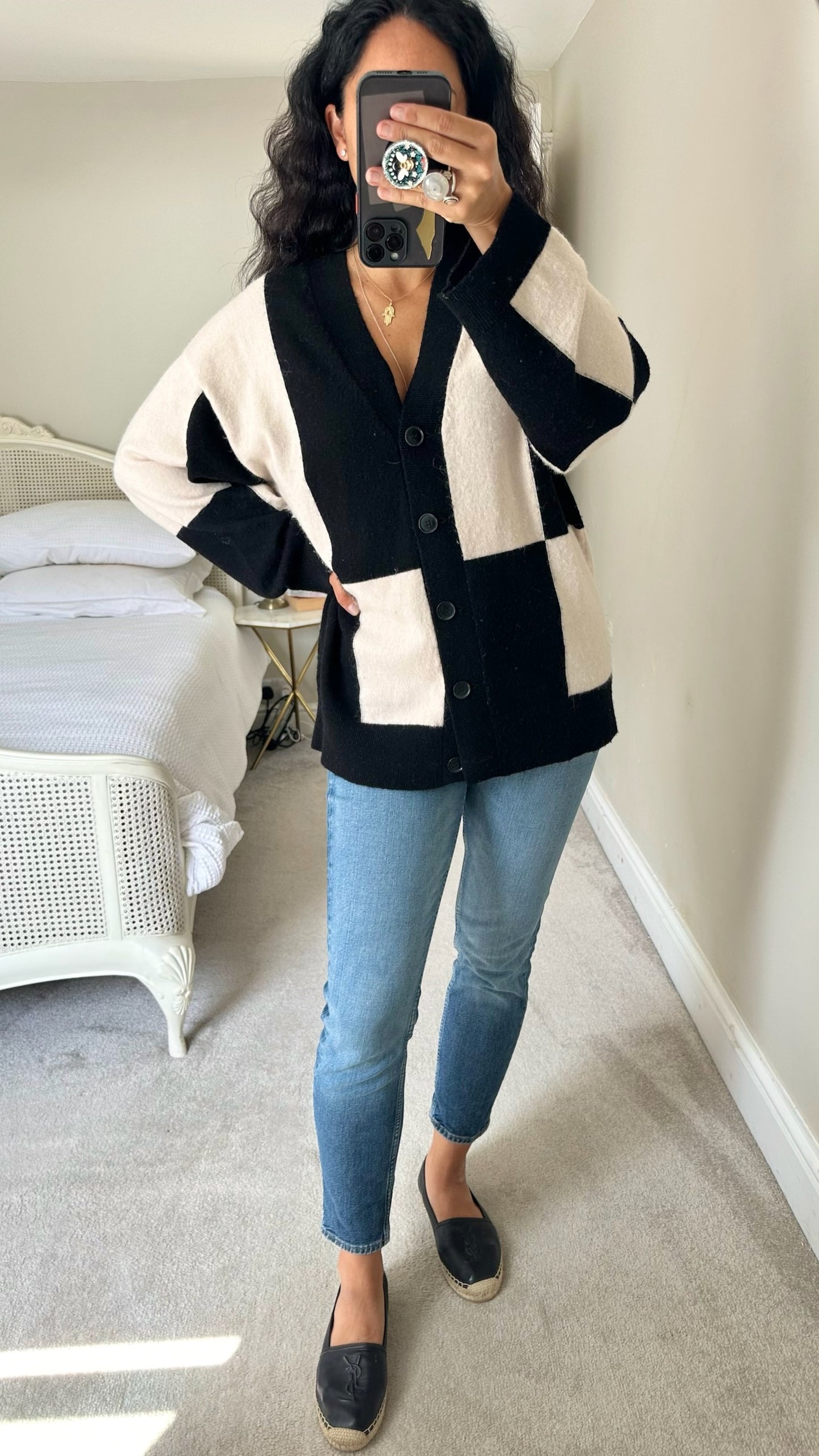 & other stories black white color block oversized cardigan medium UK 10-12 vgc w25