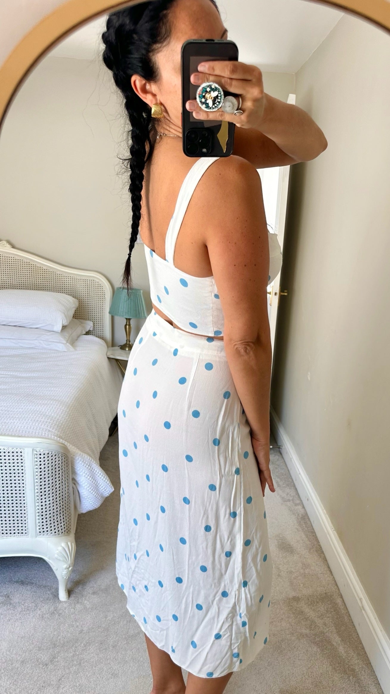 Nobody's child white light blue button up co-ord two piece small UK 8 vgc