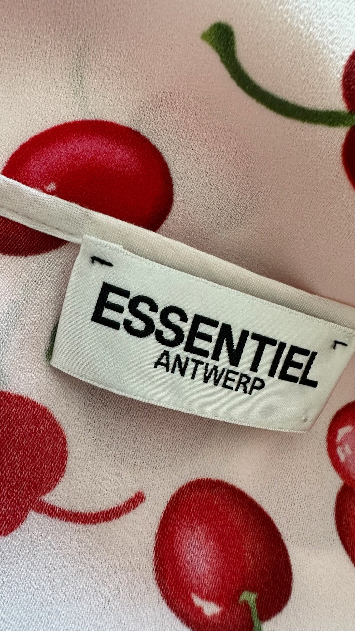 Essentiel Antwerp pink red cherry print fruit top small UK 8 vgc