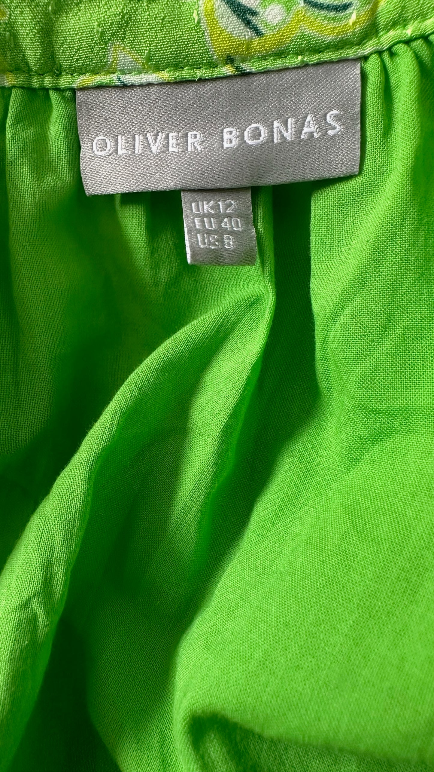 Oliver Bonas bright green boho maxi shirt dress large UK 12 vgc