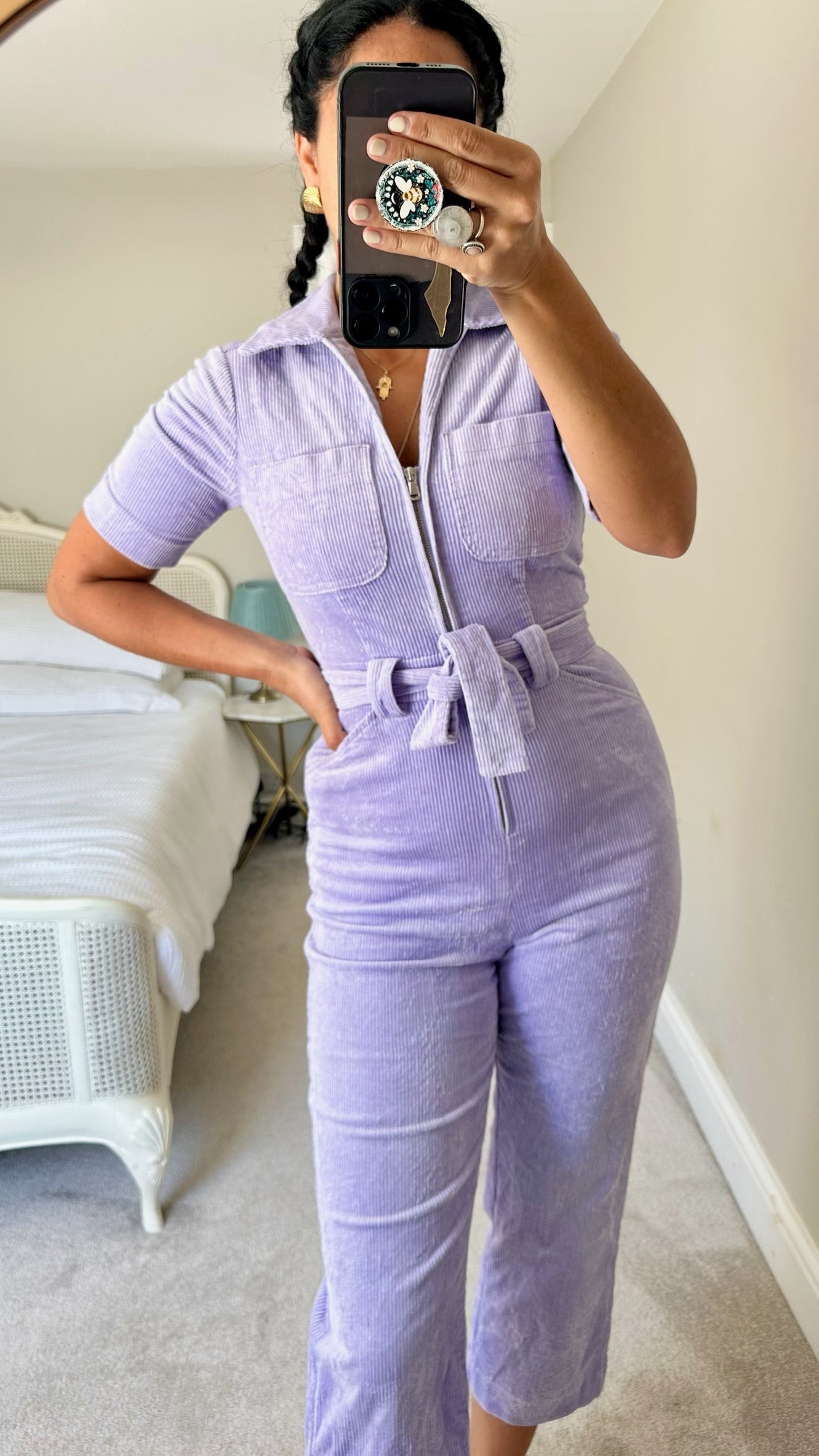 & other stories lilac corduroy jumpsuit small UK 8 vgc