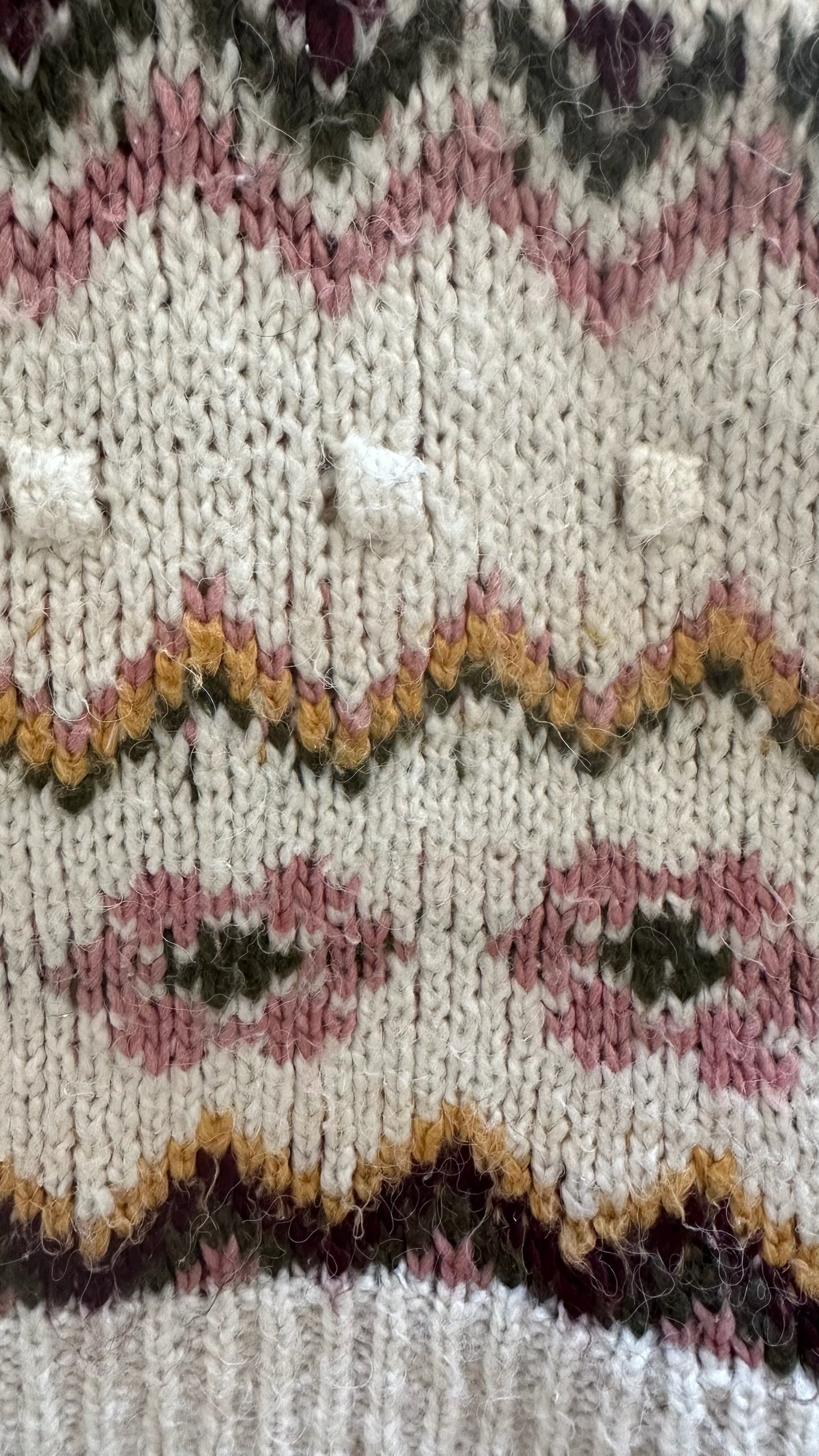 Mango fair isle vintage look roll neck tabard jumper top small UK 8-10 vgc w25