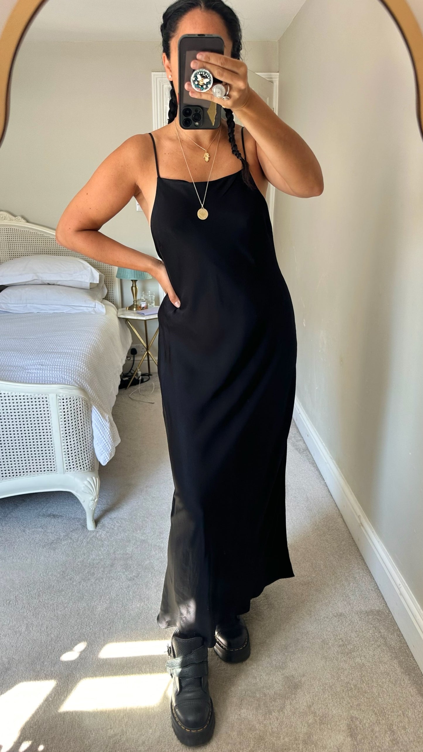 Zara black slip maxi event dress extra large UK 14 vgc w25