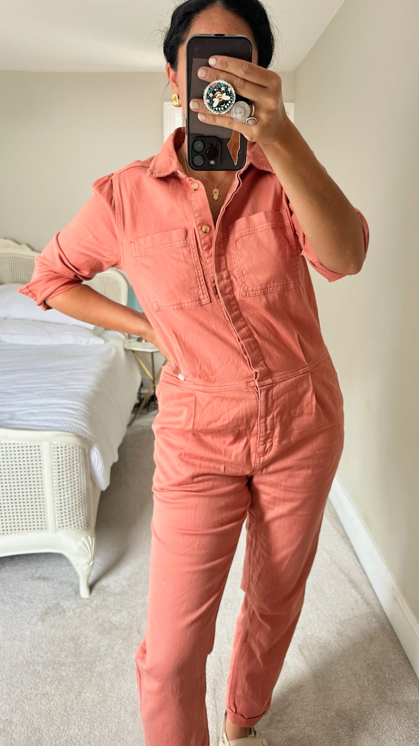 HUSH coral pink jumpsuit medium UK 10 vgc