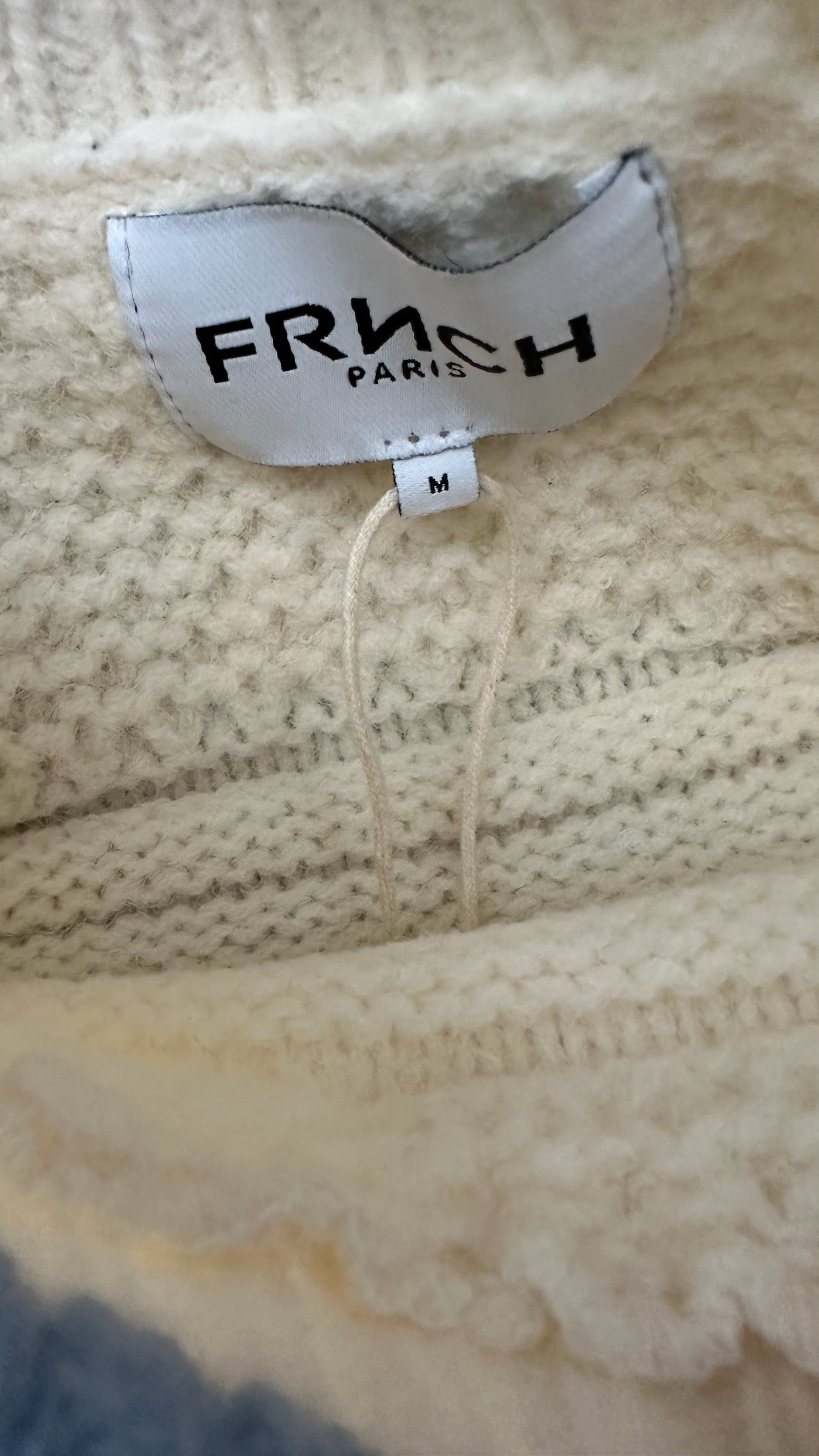 FRNCH cream blue vintage look knitted jumper medium UK 10 bnwt w25