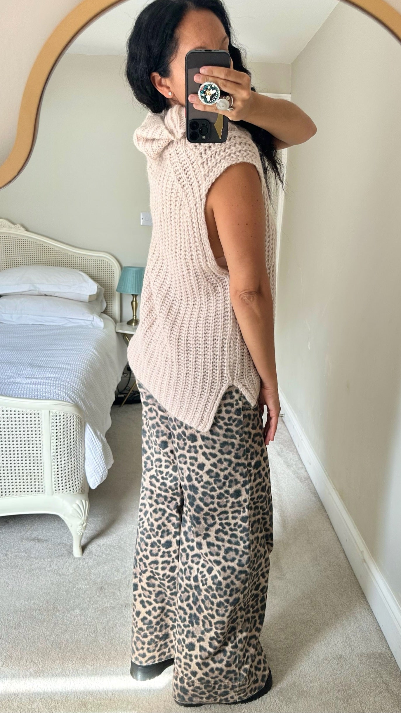 Second female cream chunky knit roll neck alpaca wool blend vest top jumper large UK 14 nwot w25