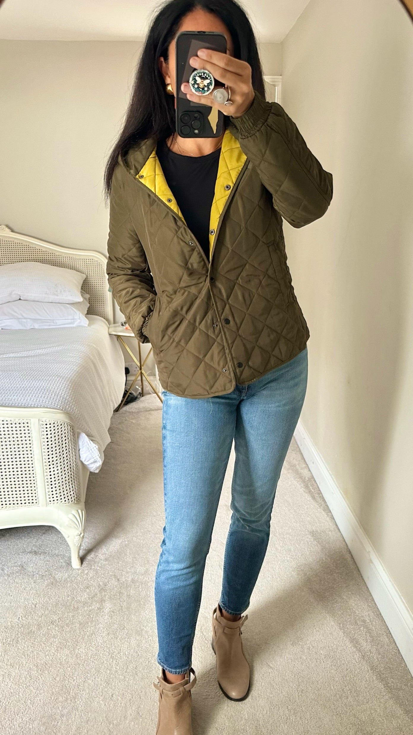 Zara olive green khaki quilted coat jacket medium UK 10 vgc w25