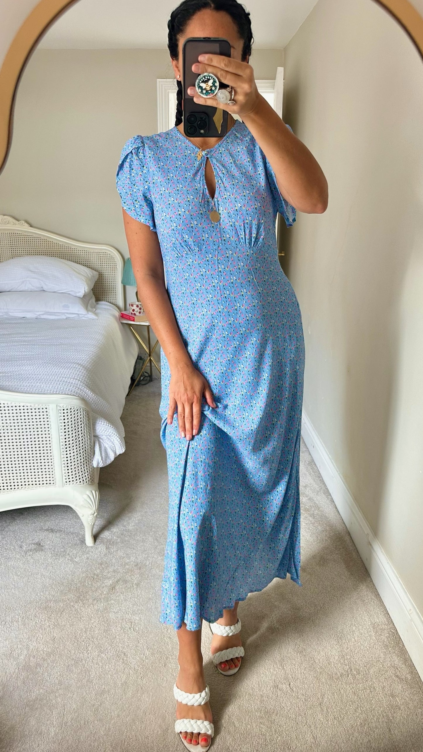 Ghost light blue wedding guest dress medium UK 10-12 vgc
