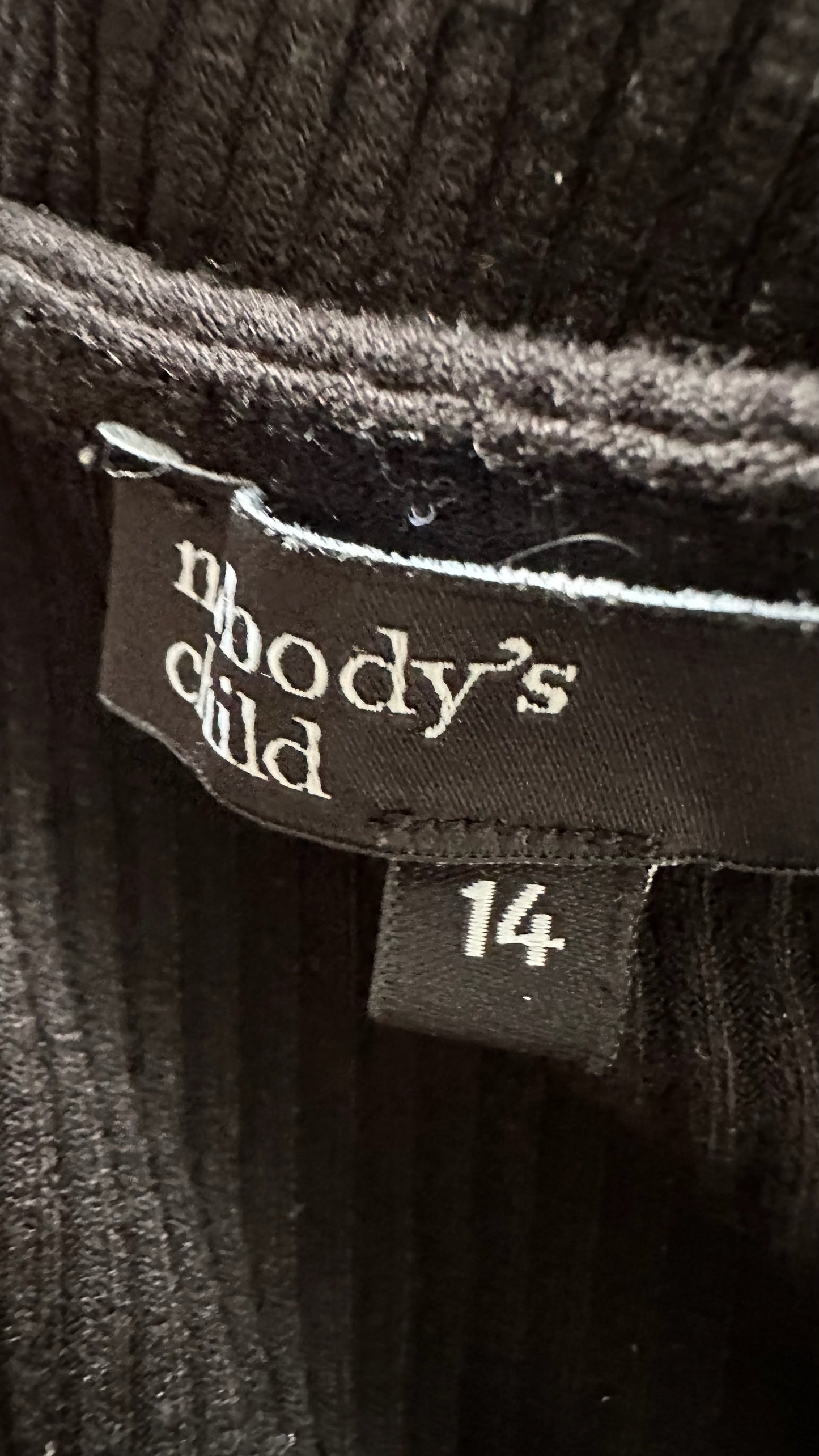 Nobody's child black ribbed autumn midi dress extra large UK 14 vgc w25