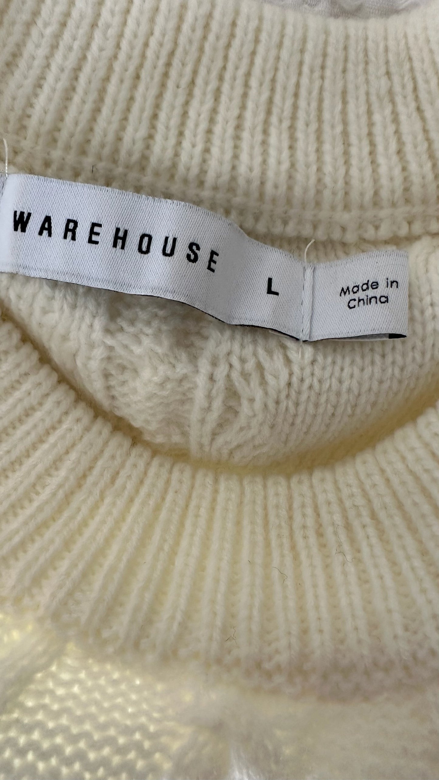 Warehouse cream yellow floral cable knit tabard vest large UK 12 vgc w25