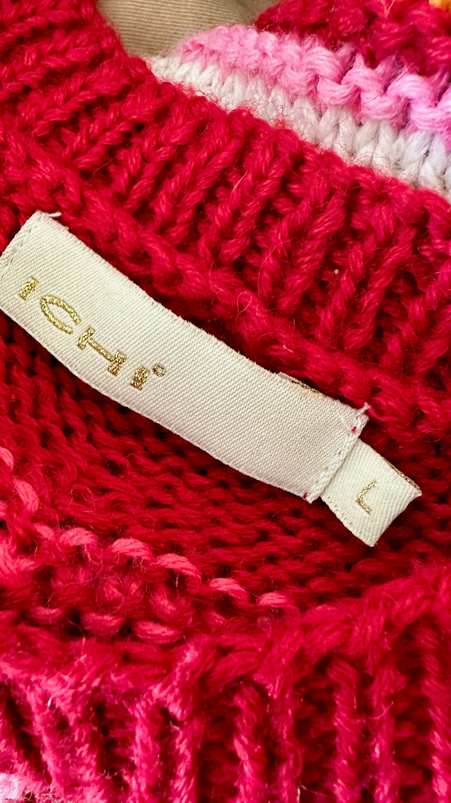 ICHI red vintage look wool blend jumper medium UK 10 vgc w25