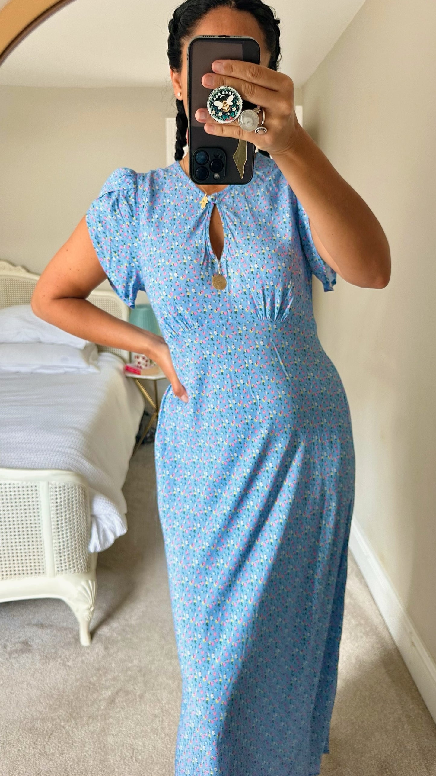 Ghost light blue wedding guest dress medium UK 10-12 vgc