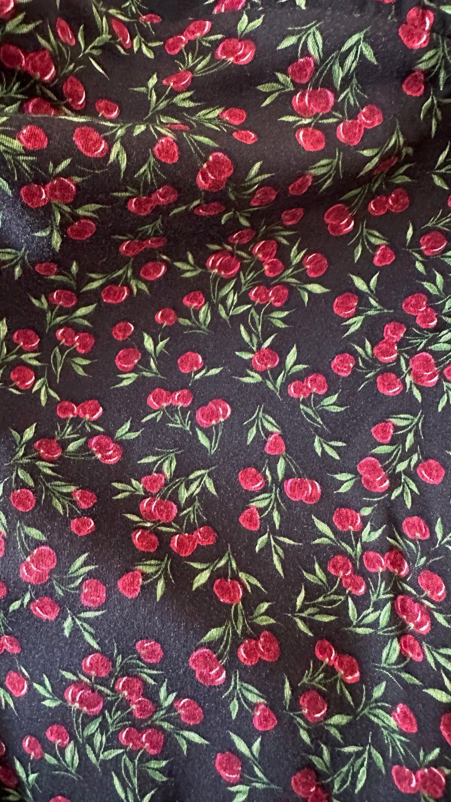 Nobody's child black red green cherry print midi dress extra large UK 12 14 vgc w25