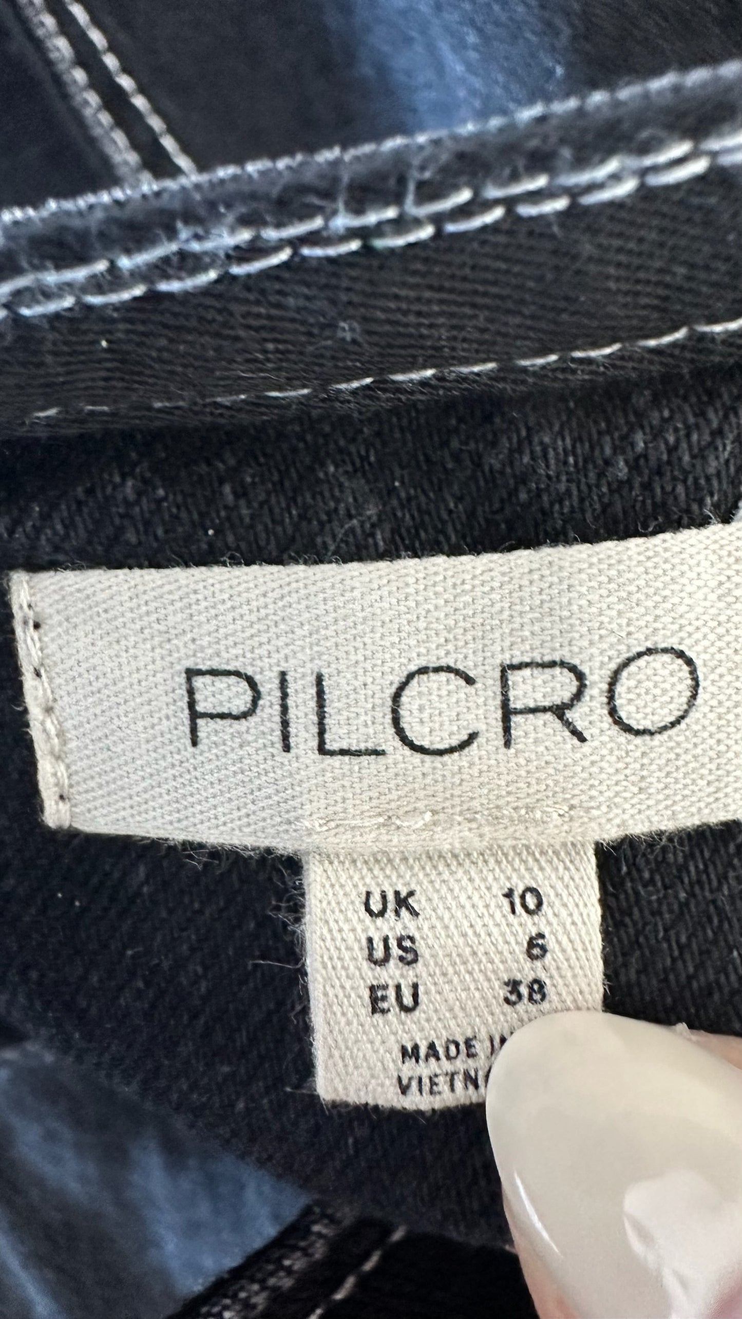 Pilcro @ Anthropologie black denim zip front mini dress medium UK 10 vgc