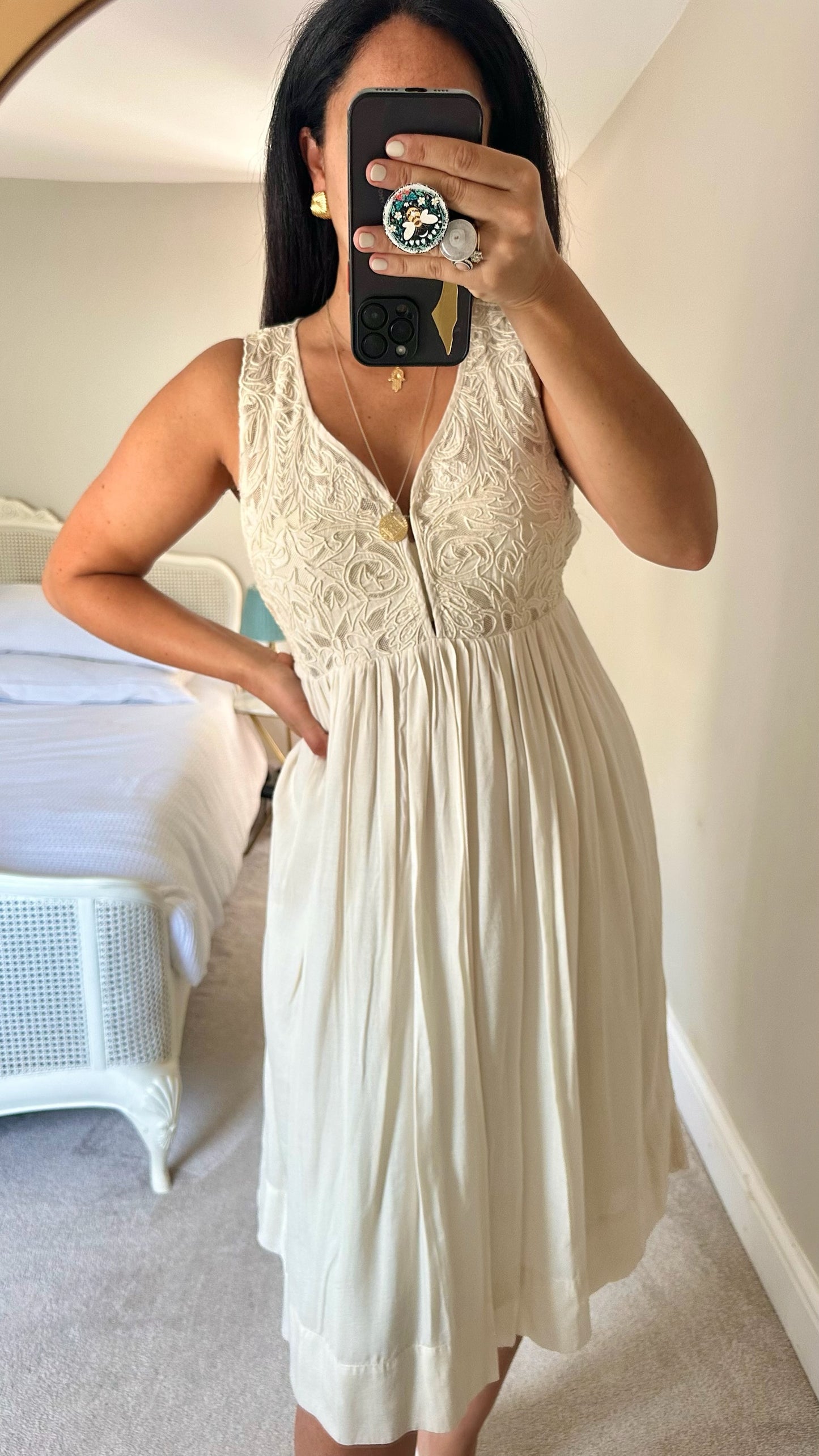 Stella forest @ Anthropologie cream lace mid length dress small UK 8 vgc