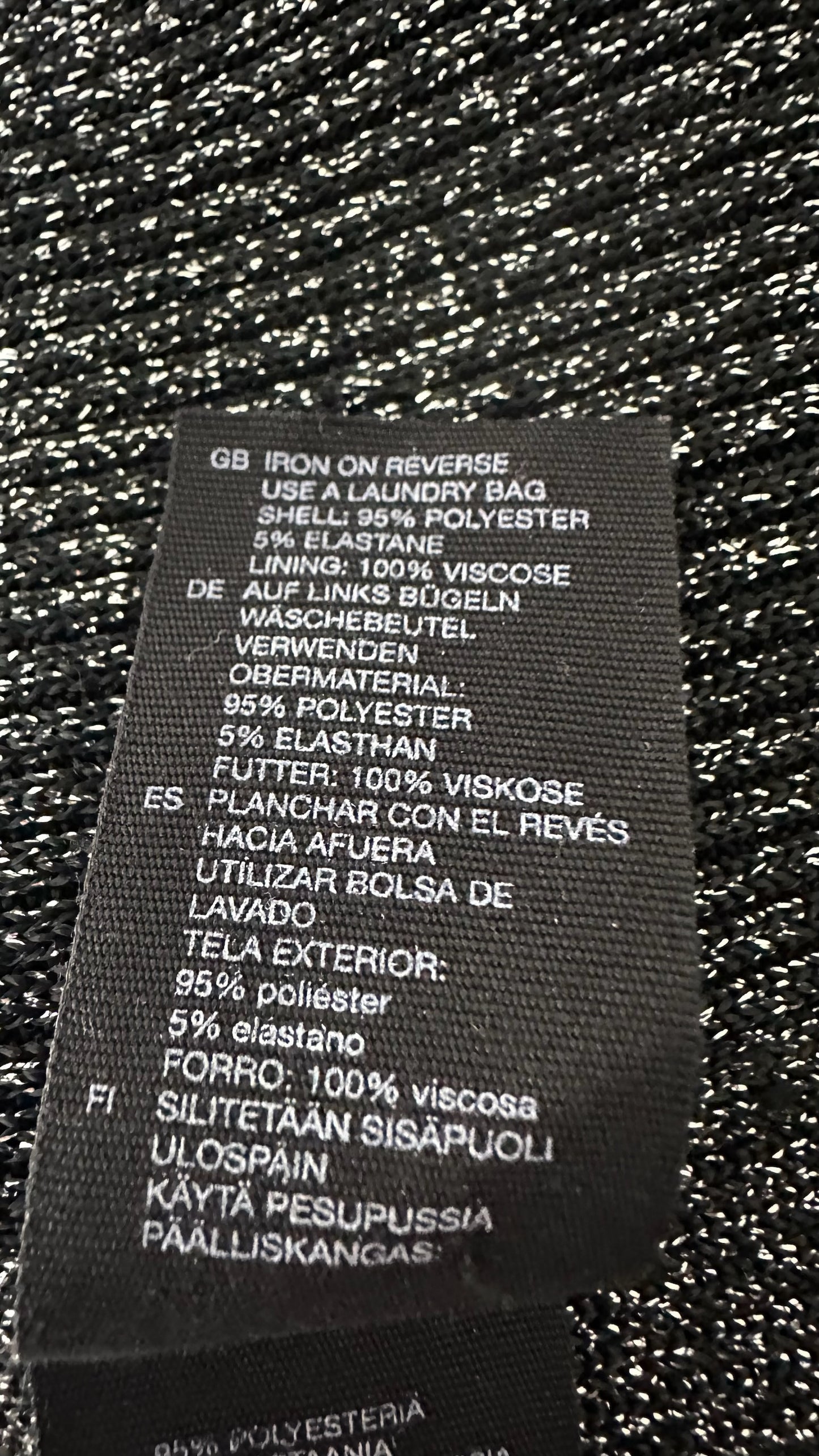 & other stories black silver metallic knitted maxi event dress medium UK 10 vgc w25