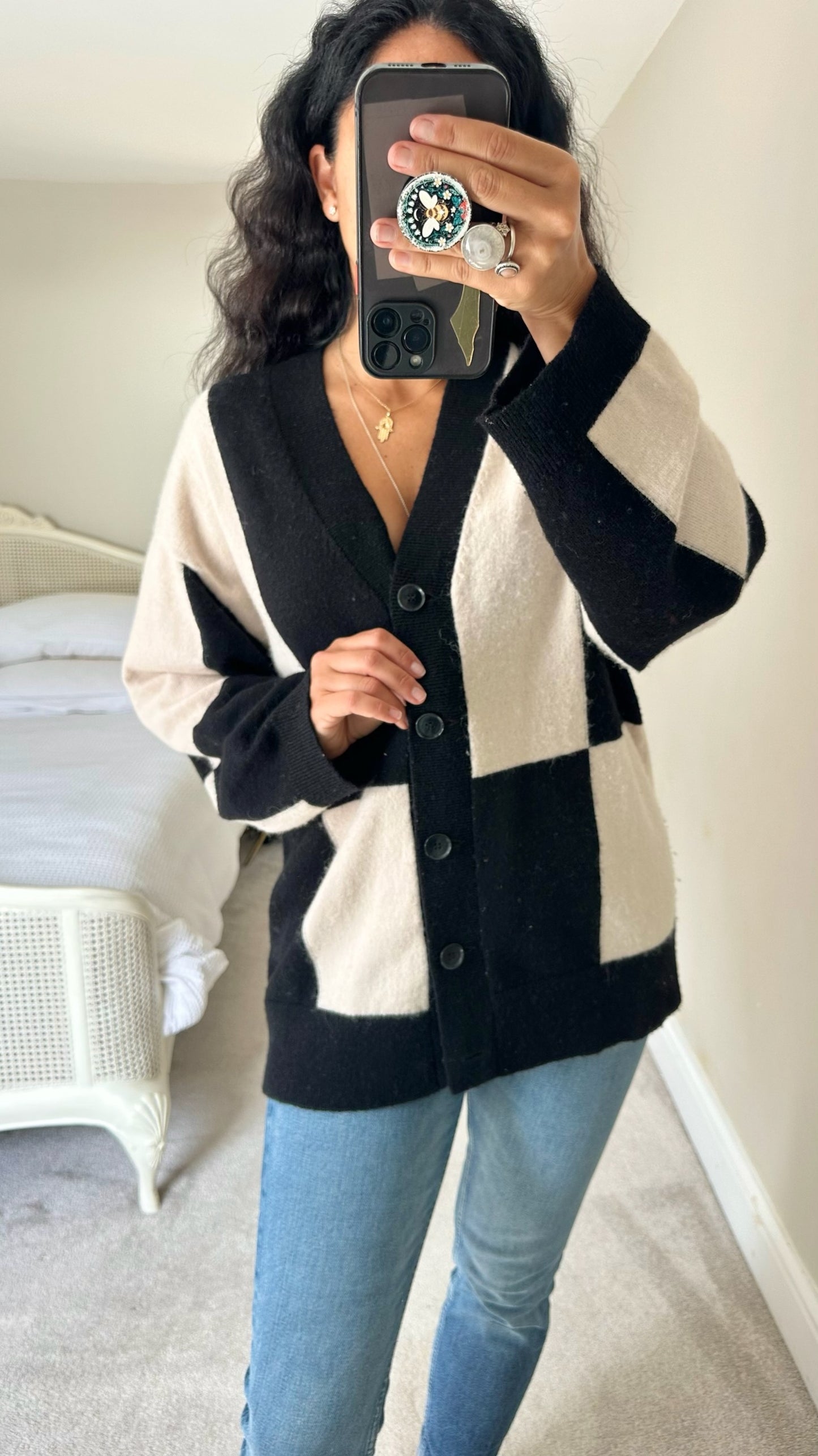 & other stories black white color block oversized cardigan medium UK 10-12 vgc w25