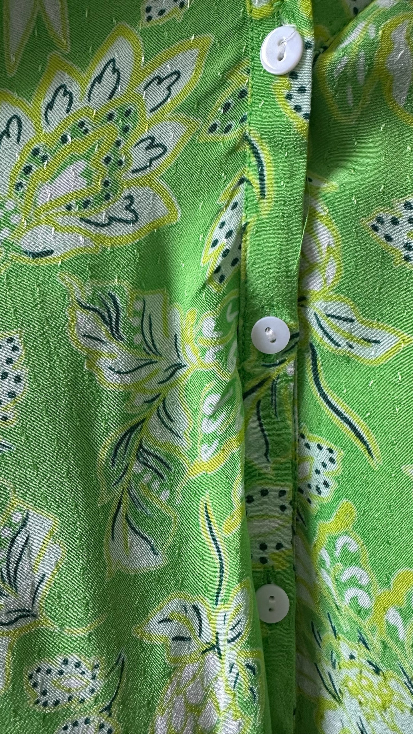 Oliver Bonas bright green boho maxi shirt dress large UK 12 vgc
