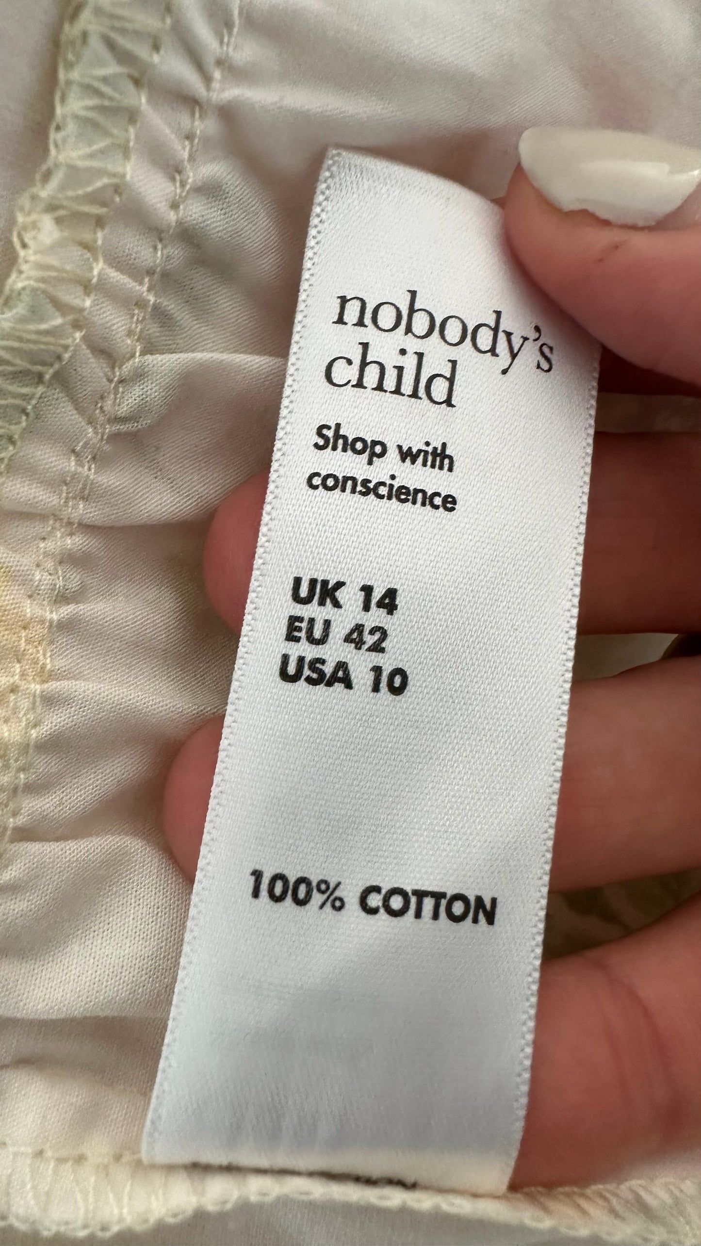 Nobody’s child cream romantics floral printed mini dress medium large UK 12-14 vgc