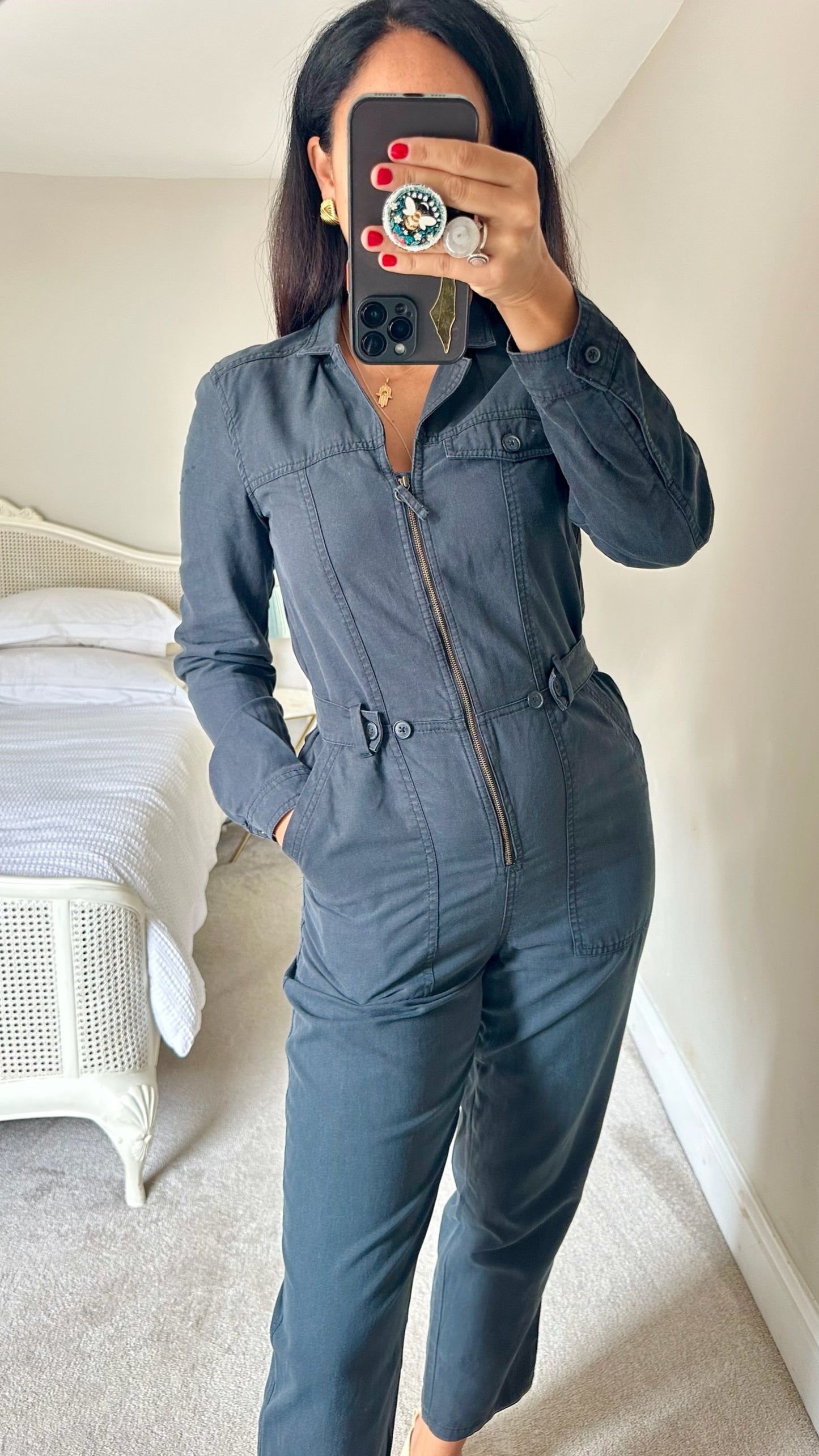 & other stories charcoal black jumpsuit medium UK 10 vgc w25
