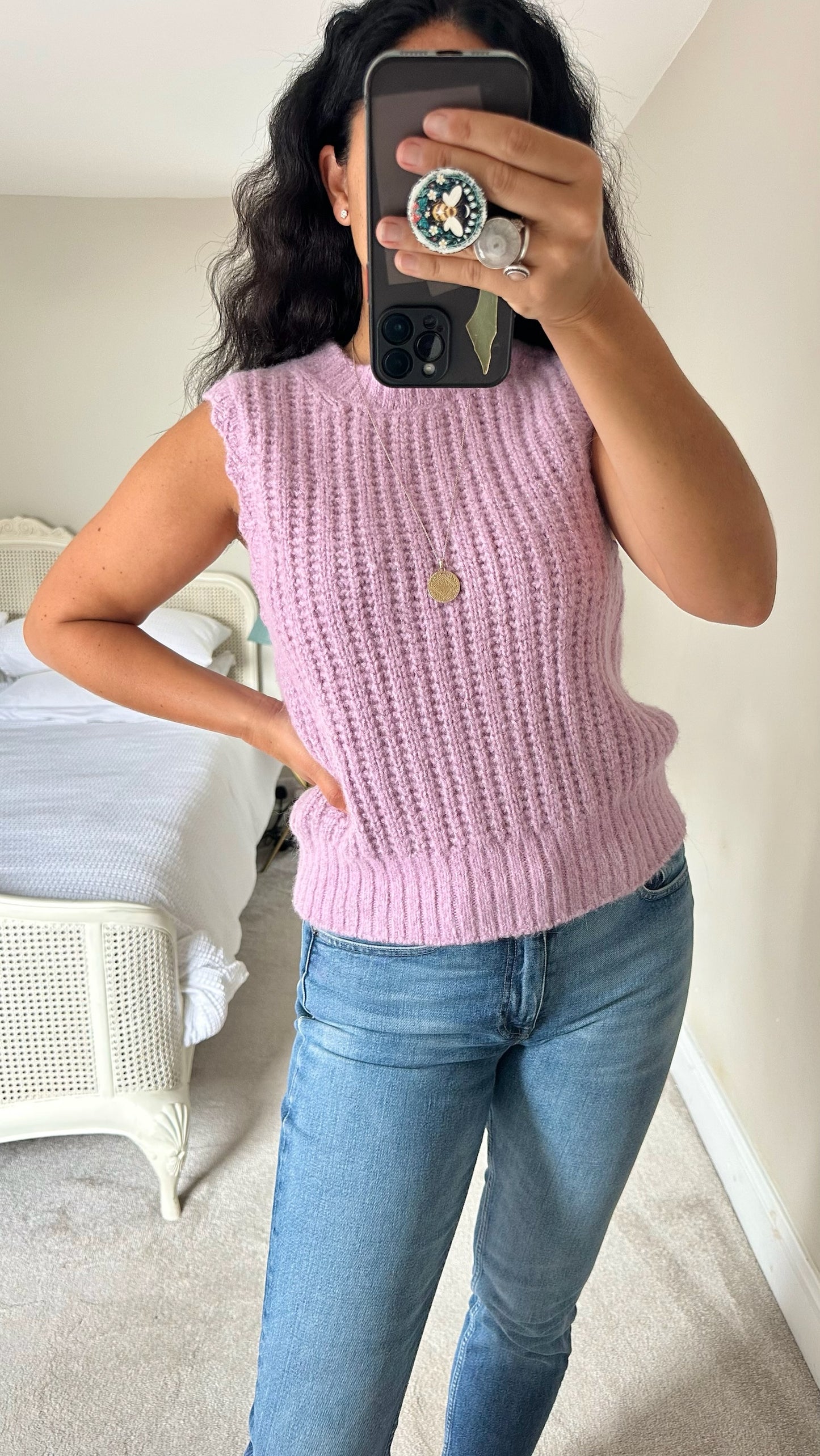 & other stories pastel pink alpaca wool blend knitted casual vest top small medium UK 8-10 vgc