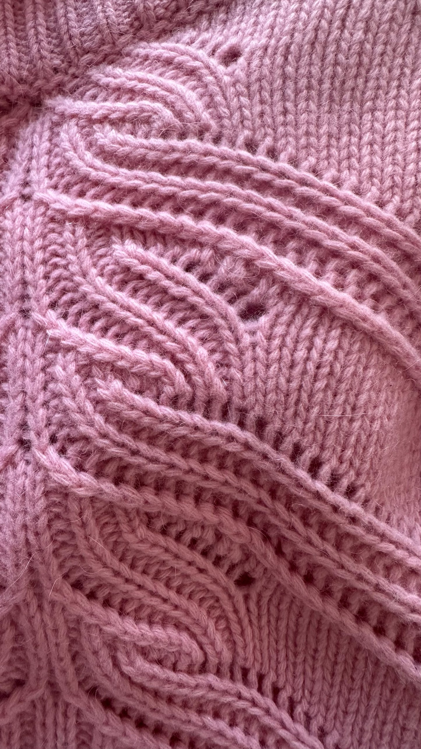 United colors of benetton candy pink high wool angora blend knitted crochet jumper medium UK 10 vgc w25