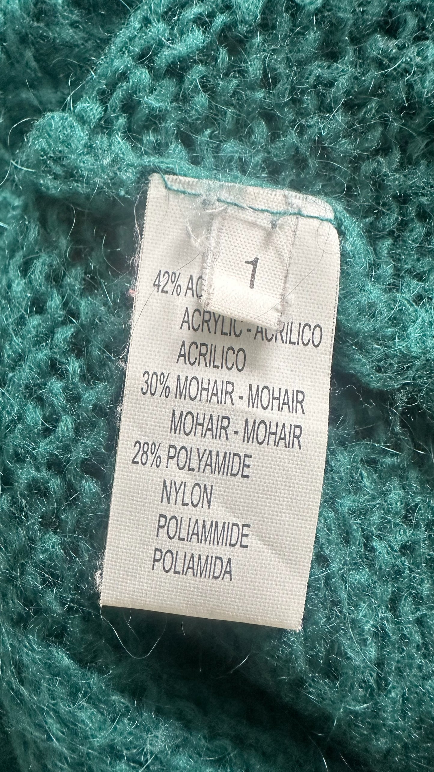 Antoine & lili french teal green mohair high low jumper medium UK 10 vgc w25