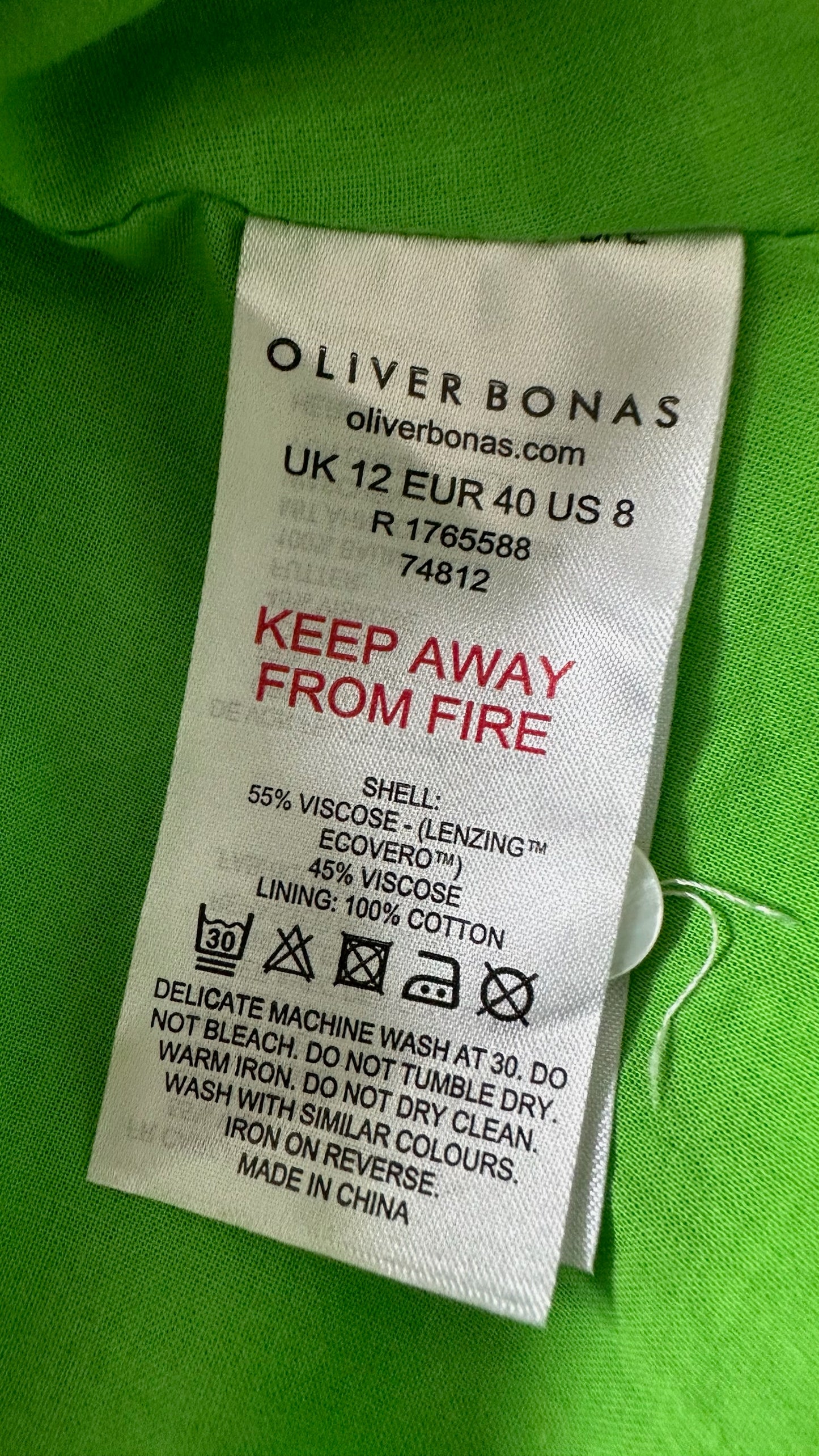 Oliver Bonas bright green boho maxi shirt dress large UK 12 vgc