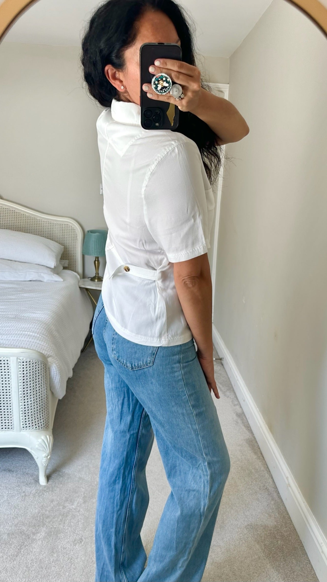 & other stories white utility button up shirt top large extra large UK 12-14 vgc