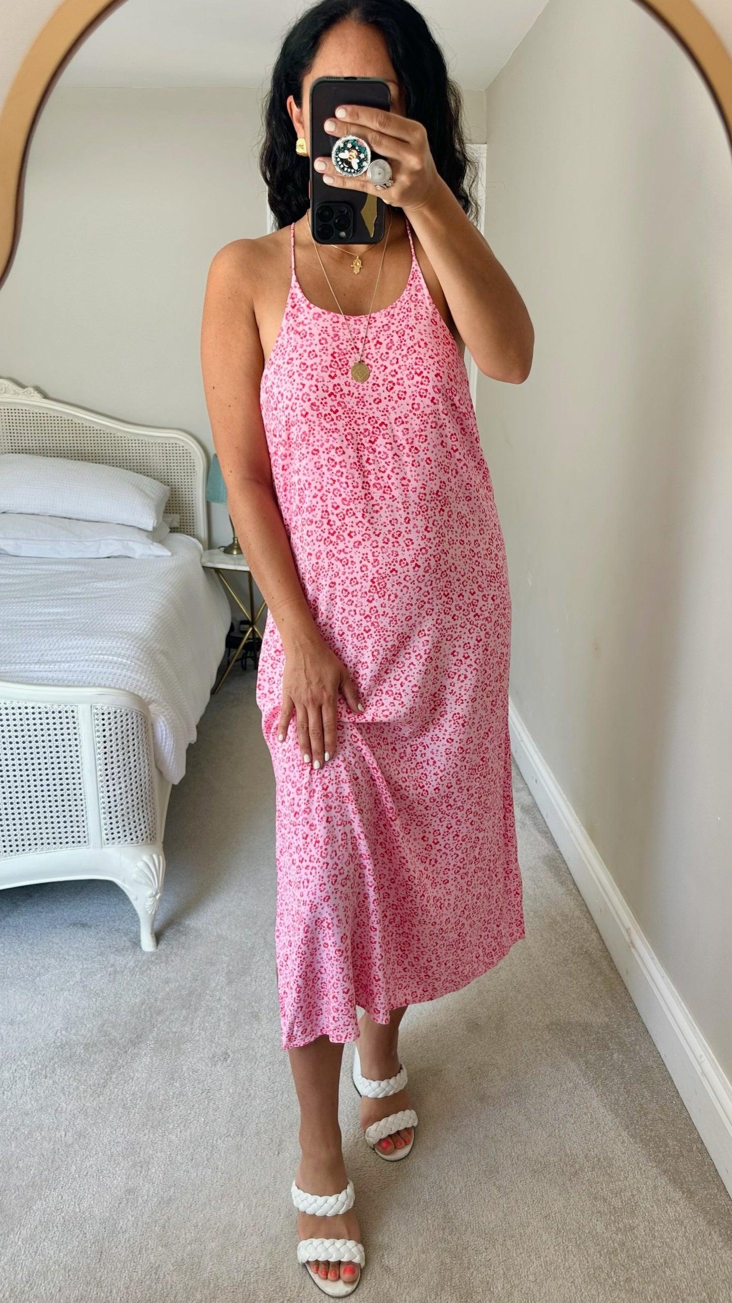 HUSH rose fuchsia pink leopard print maxi holiday dress extra large UK 14 vgc