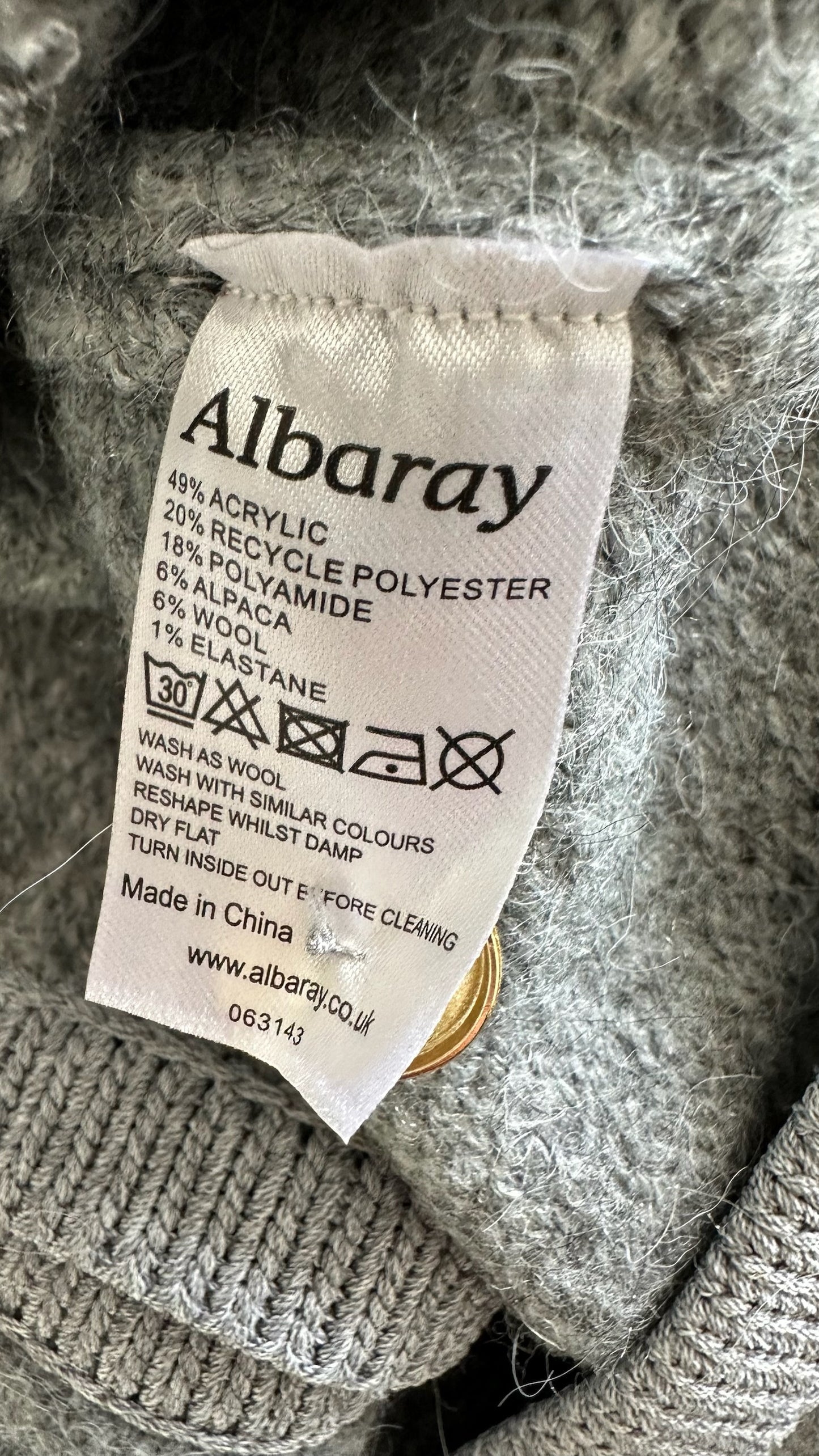 Albaray gray alpaca wool blend cardigan small UK 8-10 vgc w25