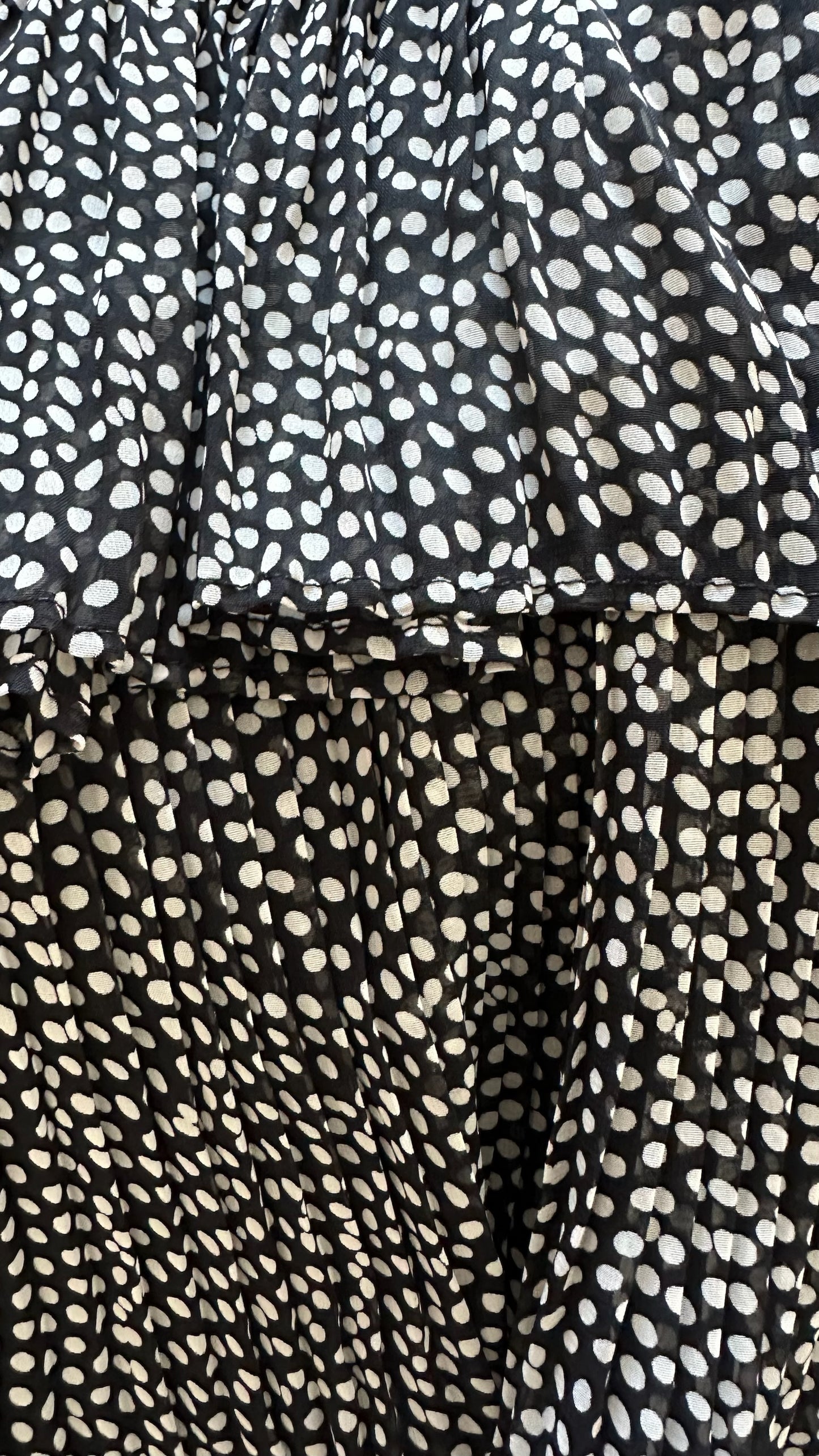 Palones @ Net-a-porter black white polka dot tiered midi maxi event skirt medium UK 10-12 vgc